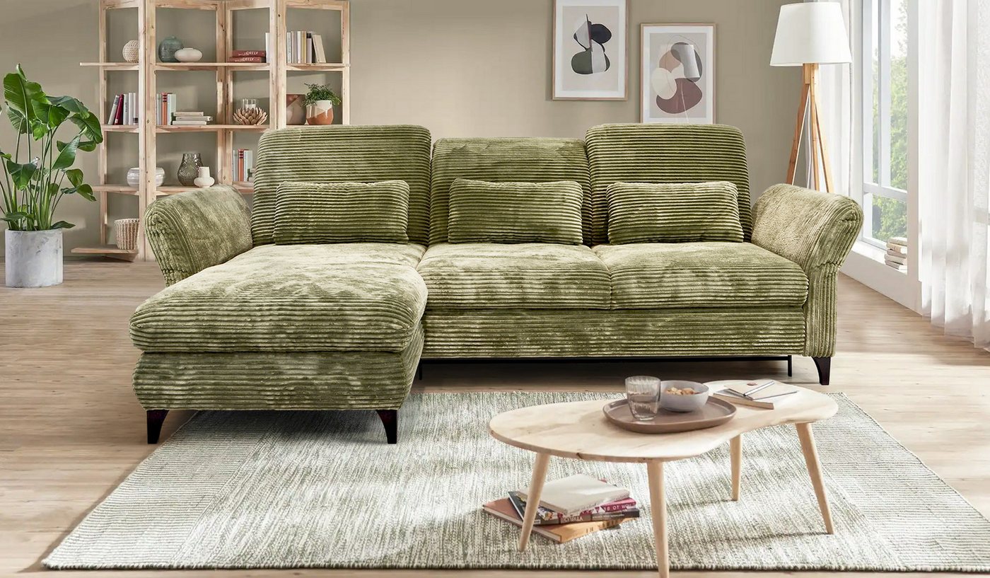 Hygger Möbelhaus Ecksofa Eva Schlafcouch, Sofa Cord L-Form 253 x190 cm, Wah günstig online kaufen