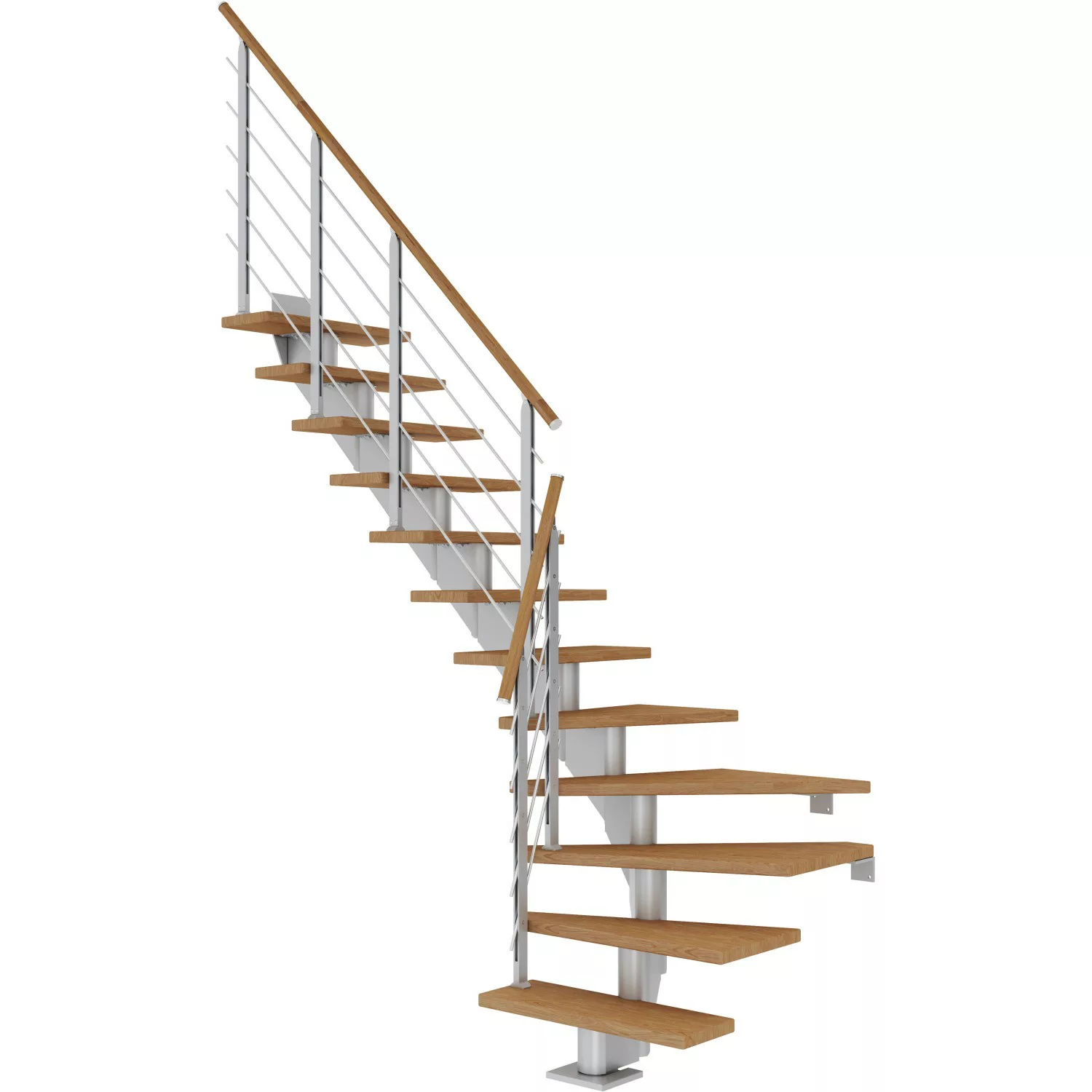 Dolle Mittelholmtreppe Hamburg Eiche Perlgrau GH bis 279 cm 1/4 Gewendelt 7 günstig online kaufen