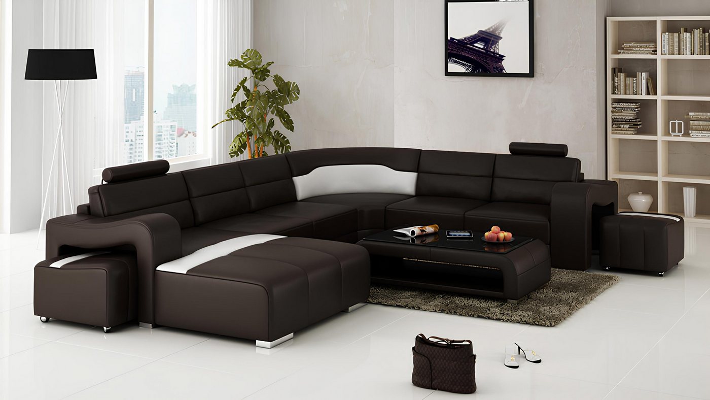 Xlmoebel Sofa Modernes Ecksofa aus Leder - Wohnlandschaft Couch in zeitgemä günstig online kaufen