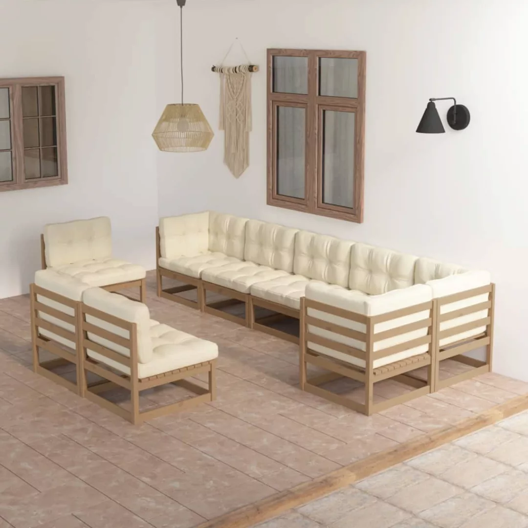 9-tlg. Garten-lounge-set Mit Kissen Kiefer Massivholz günstig online kaufen