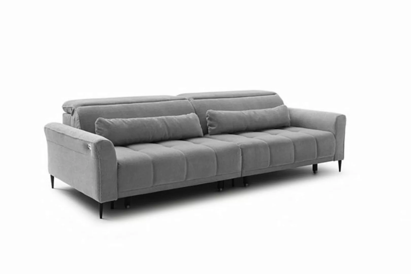 Iwaniccy Big-Sofa Kopfteilverstellung, 2 Kissen, Bezug graublau - 280x108x1 günstig online kaufen