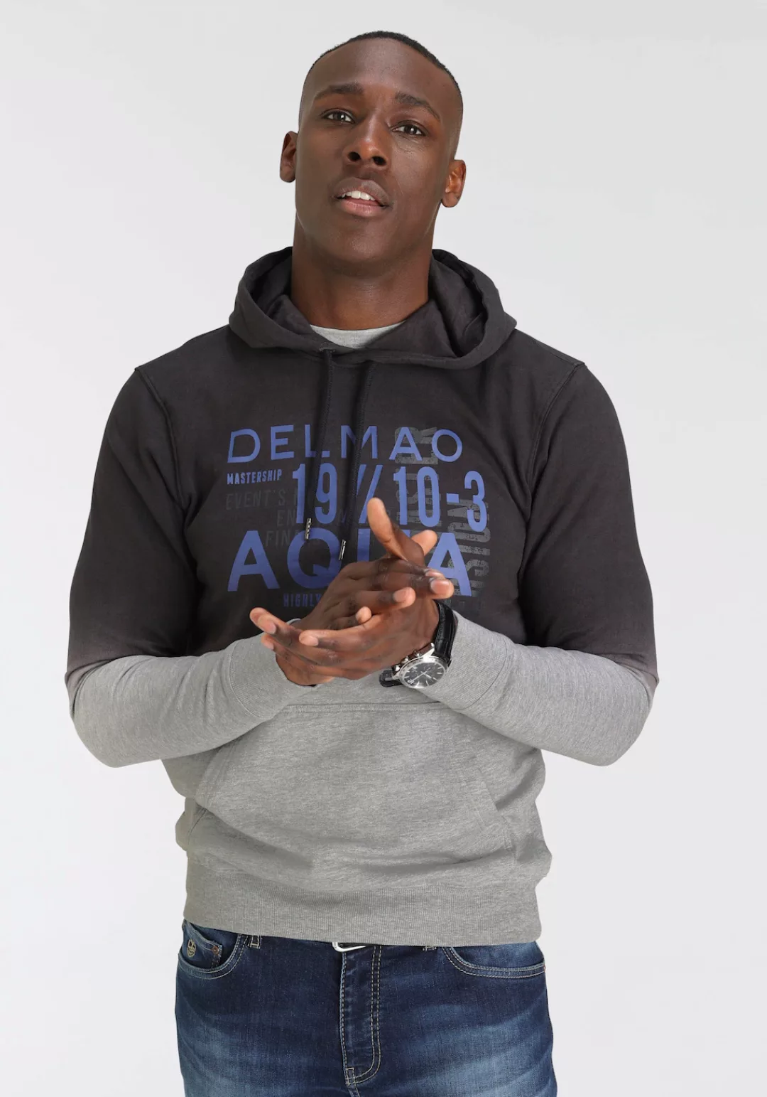 DELMAO Kapuzensweatshirt mit Farbverlauf und Print-NEUE MARKE! günstig online kaufen