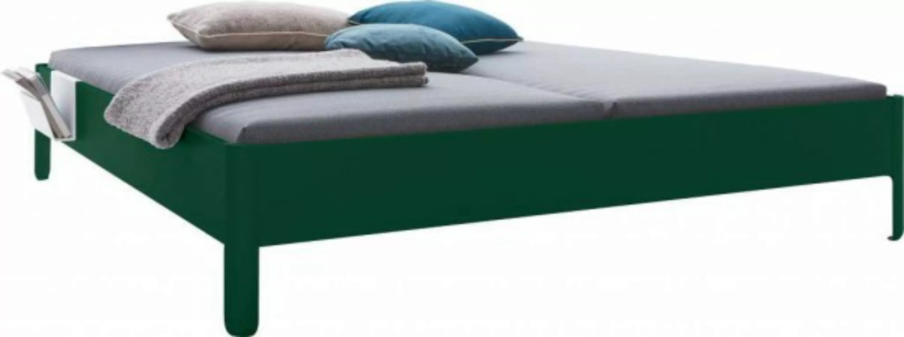 NAIT Doppelbett farbig lackiert Moselgrün 180 x 200cm Ohne Kopfteil günstig online kaufen