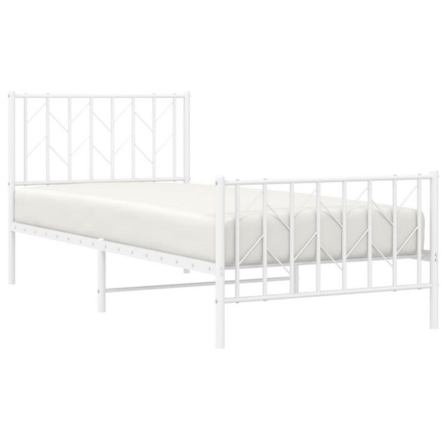 vidaXL Bett Bettgestell mit Kopf- und Fußteil Metall Weiß 90x190 cm günstig online kaufen