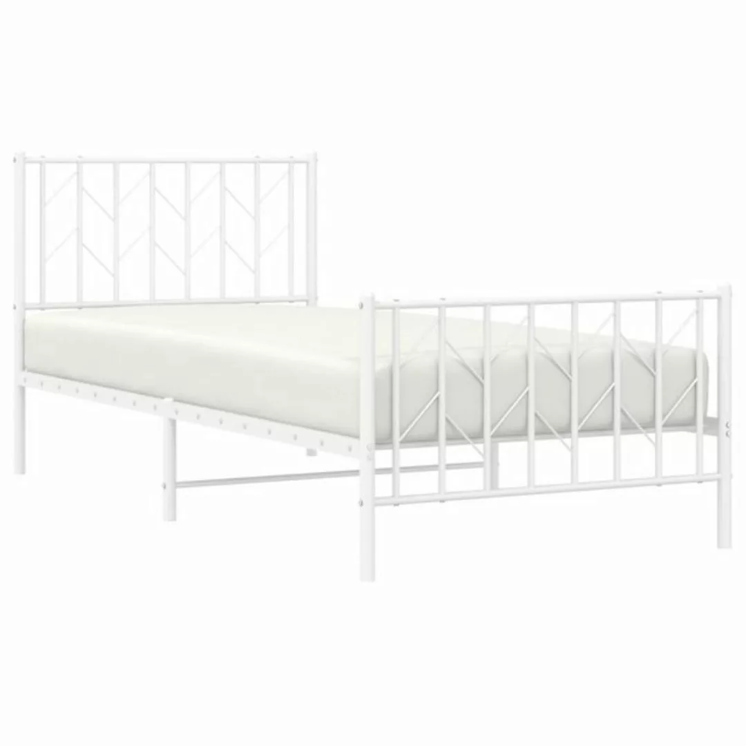 vidaXL Bett Bettgestell mit Kopf- und Fußteil Metall Weiß 90x190 cm günstig online kaufen