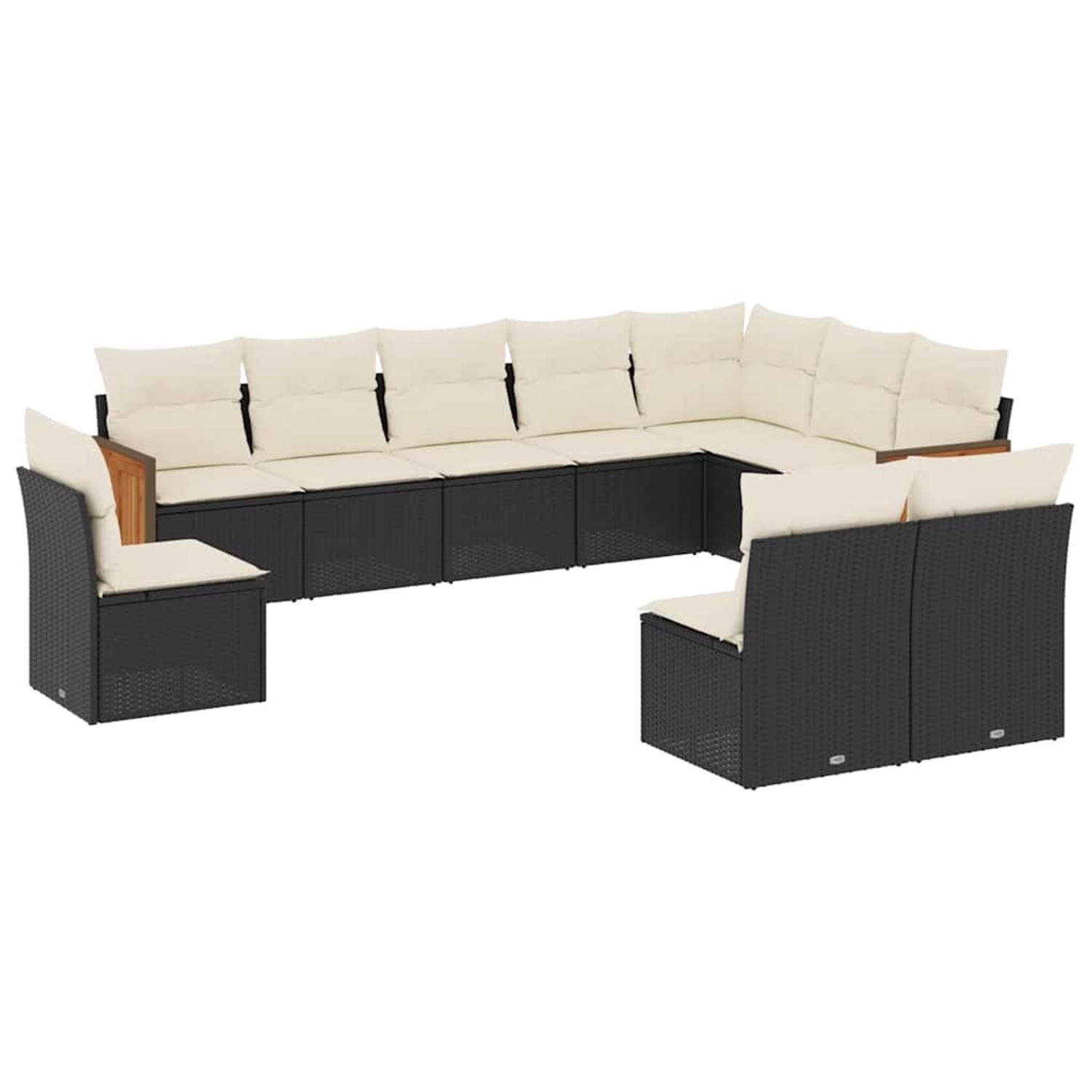 vidaXL 10-Tlg Garten-Sofagarnitur mit Kissen Schwarz Poly Rattan 3260152 günstig online kaufen