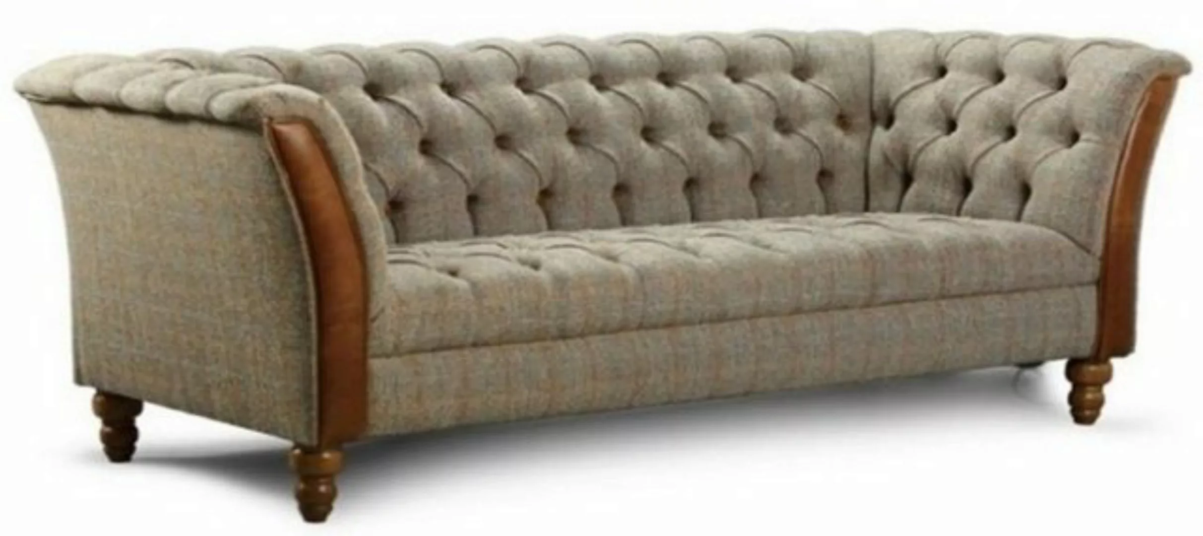 Casa Padrino Chesterfield-Sofa Luxus Chesterfield 4er Sofa Grau / Braun 260 günstig online kaufen