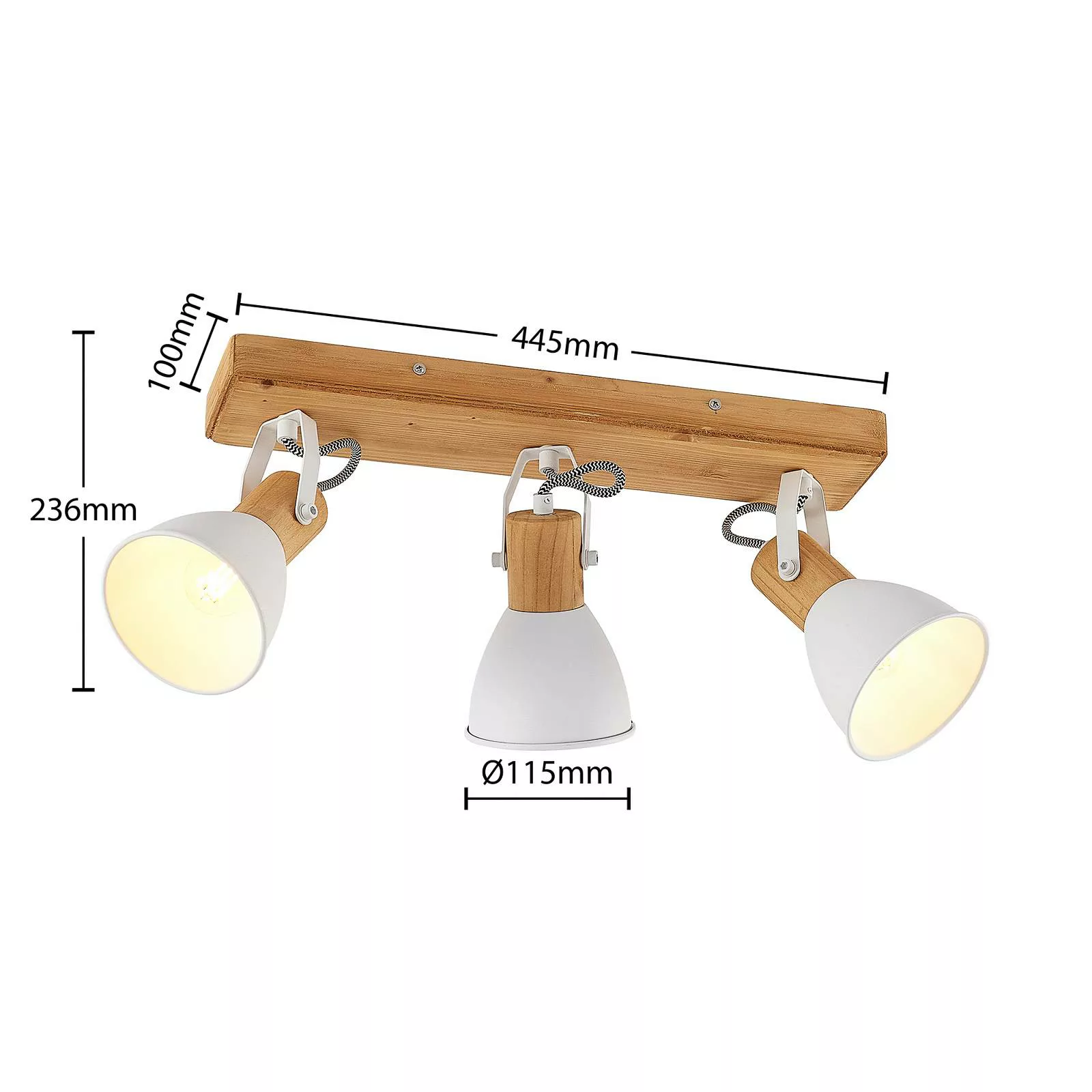 Lindby Merela Deckenstrahler mit Holz, dreiflammig günstig online kaufen