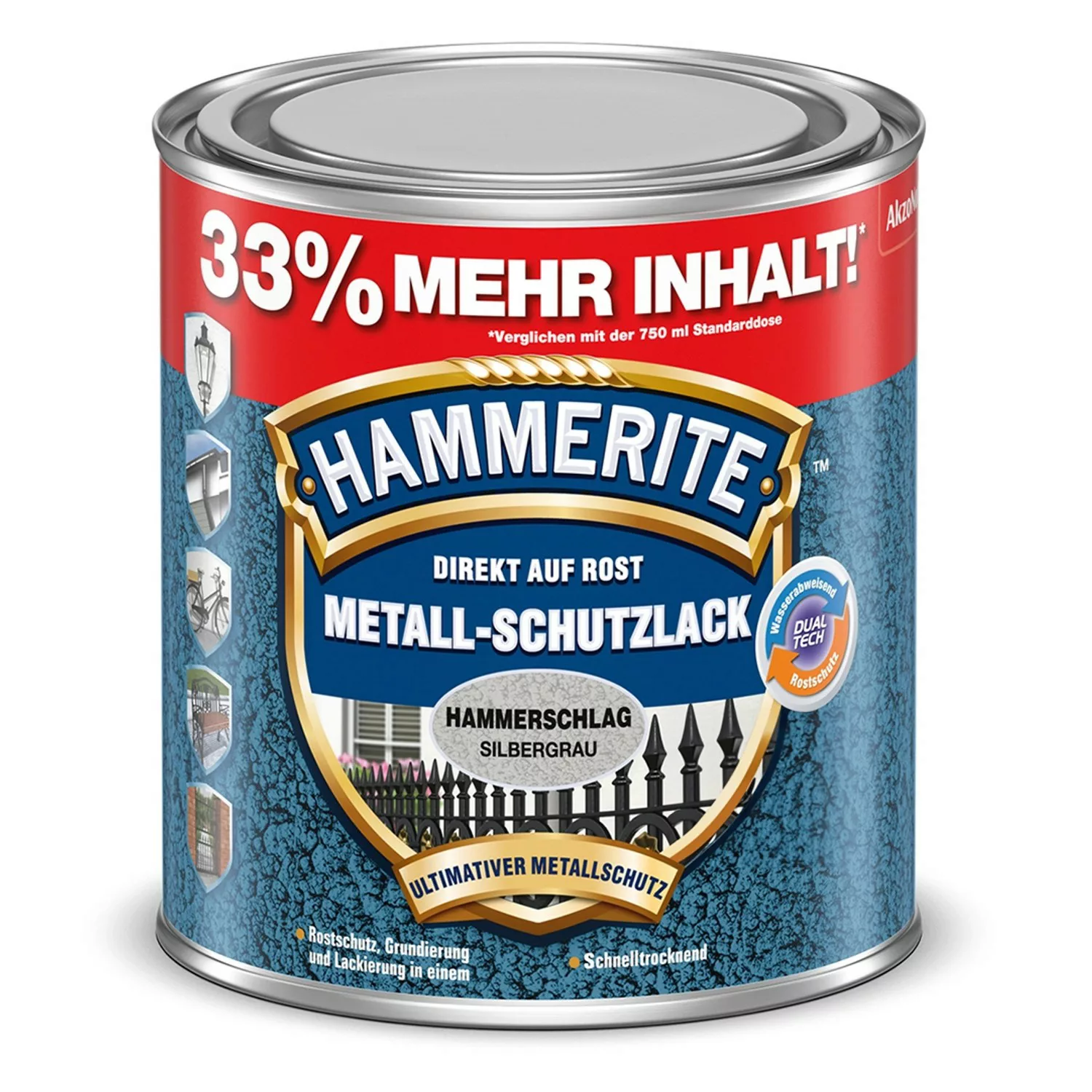 Hammerite Metall-Schutzlack Silbergrau Hammerschlag 1 l günstig online kaufen