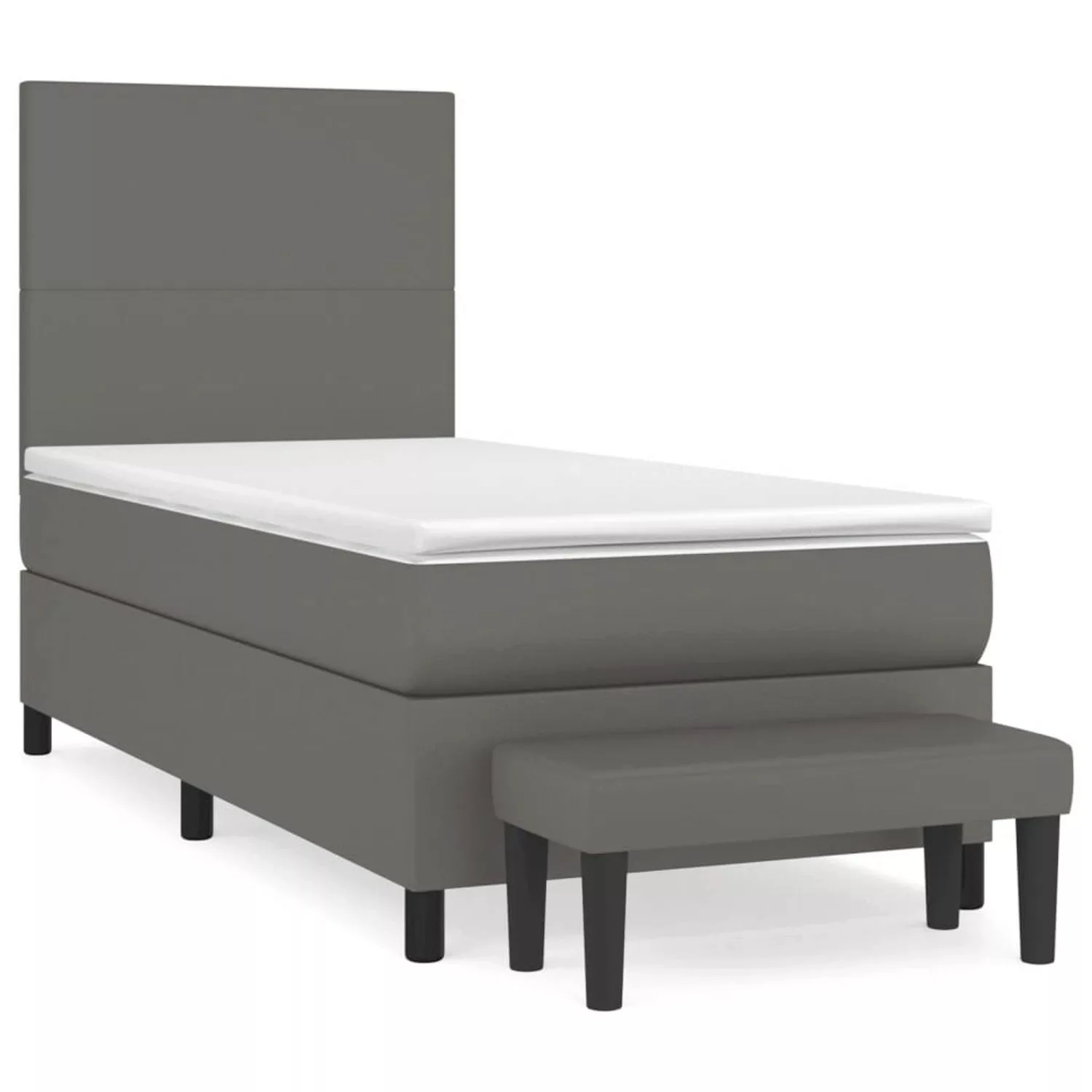 vidaXL Boxspringbett, Boxspringbett mit Matratze Grau 100x200 cm Kunstleder günstig online kaufen