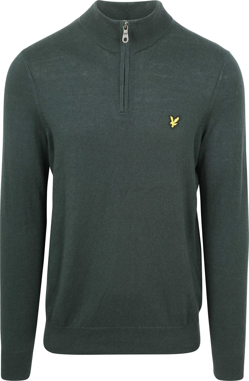 Lyle & Scott Half Zip Pull Merino Wolle Dunkelgrün - Größe M günstig online kaufen