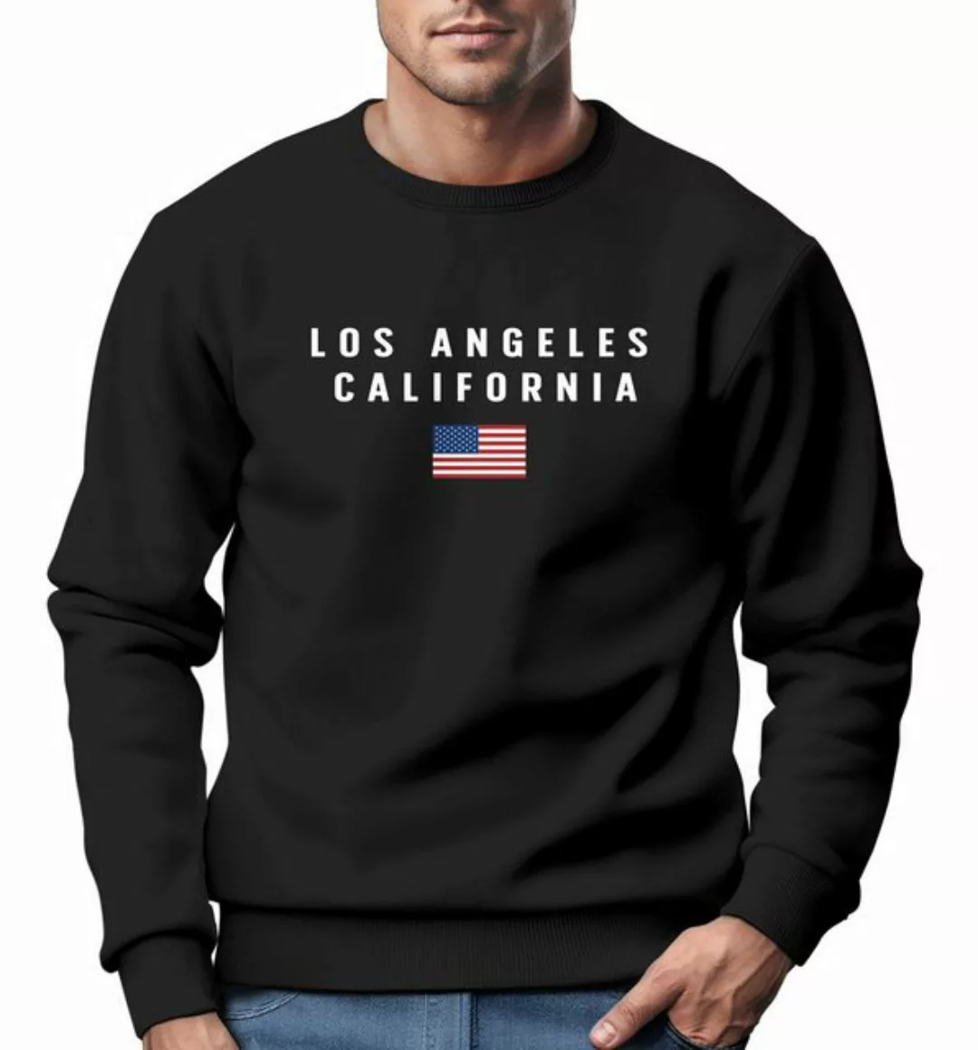 Neverless Sweatshirt Sweatshirt Herren Bedruckt Schriftzug California Los A günstig online kaufen