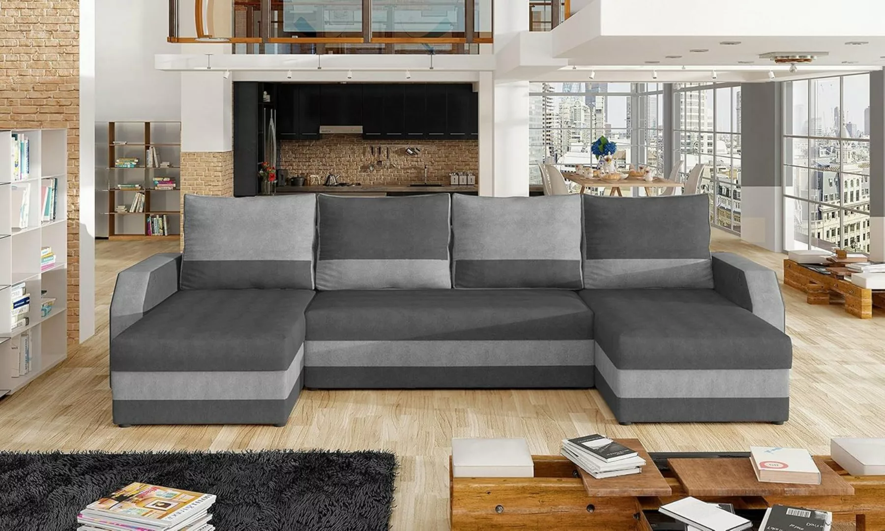 MOEBLO Ecksofa MIRIAN U, Eckcouch Wohnlandschaft Sofa mit Ottomane Eckgarni günstig online kaufen