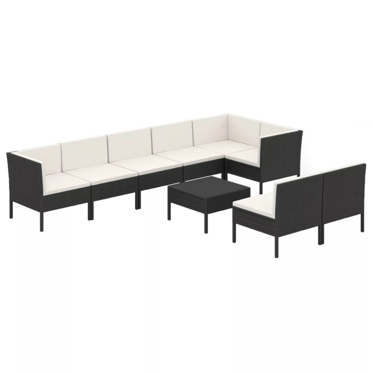 9-tlg. Garten-lounge-set Mit Auflagen Poly Rattan Schwarz günstig online kaufen