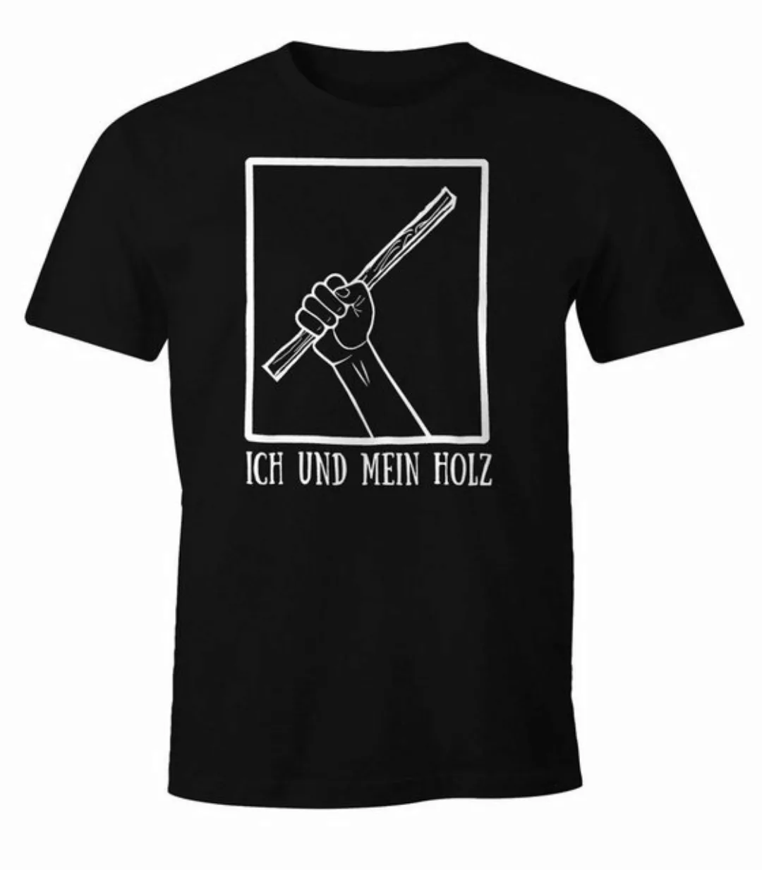 MoonWorks Print-Shirt Herren T-Shirt Ich und mein Holz Fun-Shirt mit Print günstig online kaufen