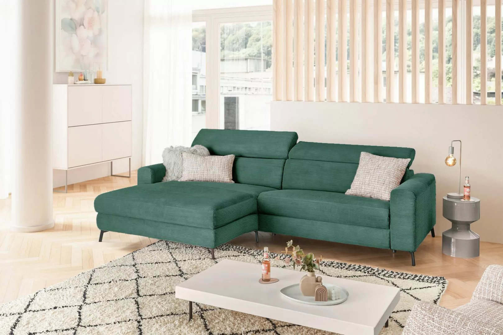 KAWOLA Ecksofa LAISKA, Couch Cord Relaxfunktion verschiedene Farben 282x177 günstig online kaufen