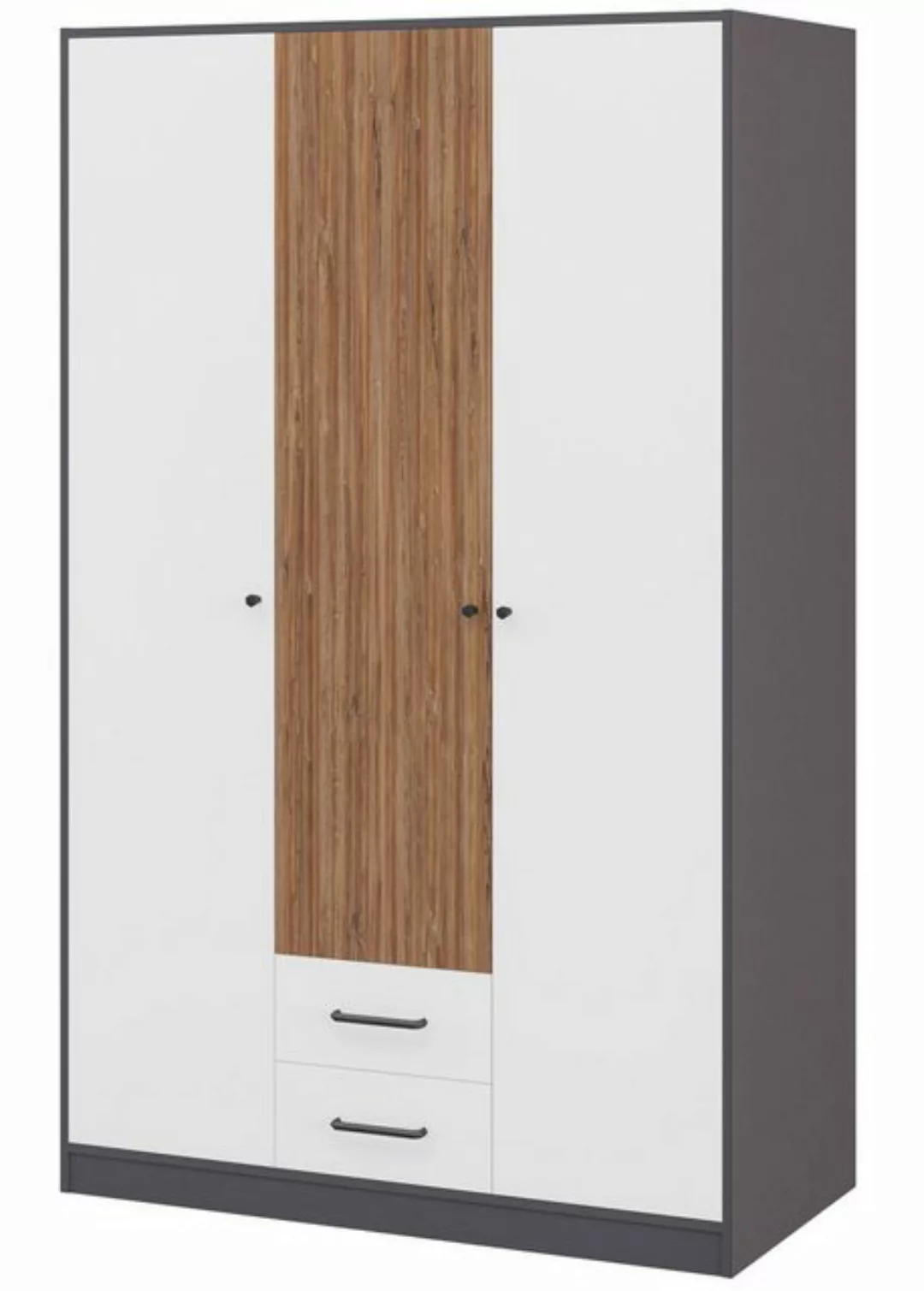 Feldmann-Wohnen Kleiderschrank Varden (1-St) 126x45x200cm graphit weiß Eich günstig online kaufen