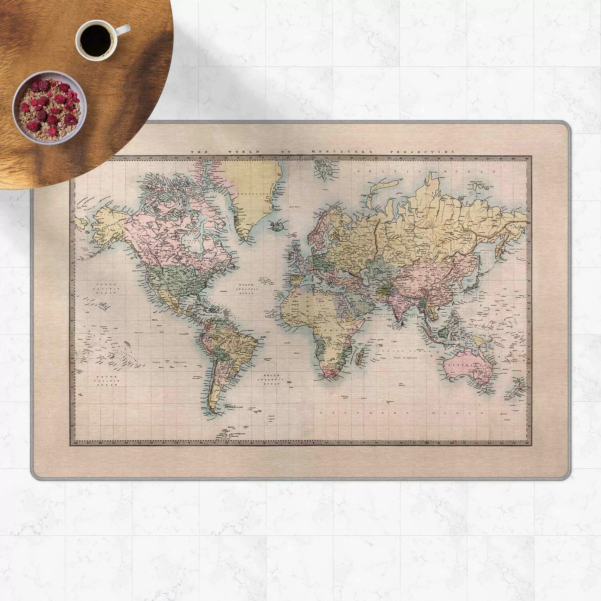 Teppich Vintage Weltkarte um 1850 günstig online kaufen
