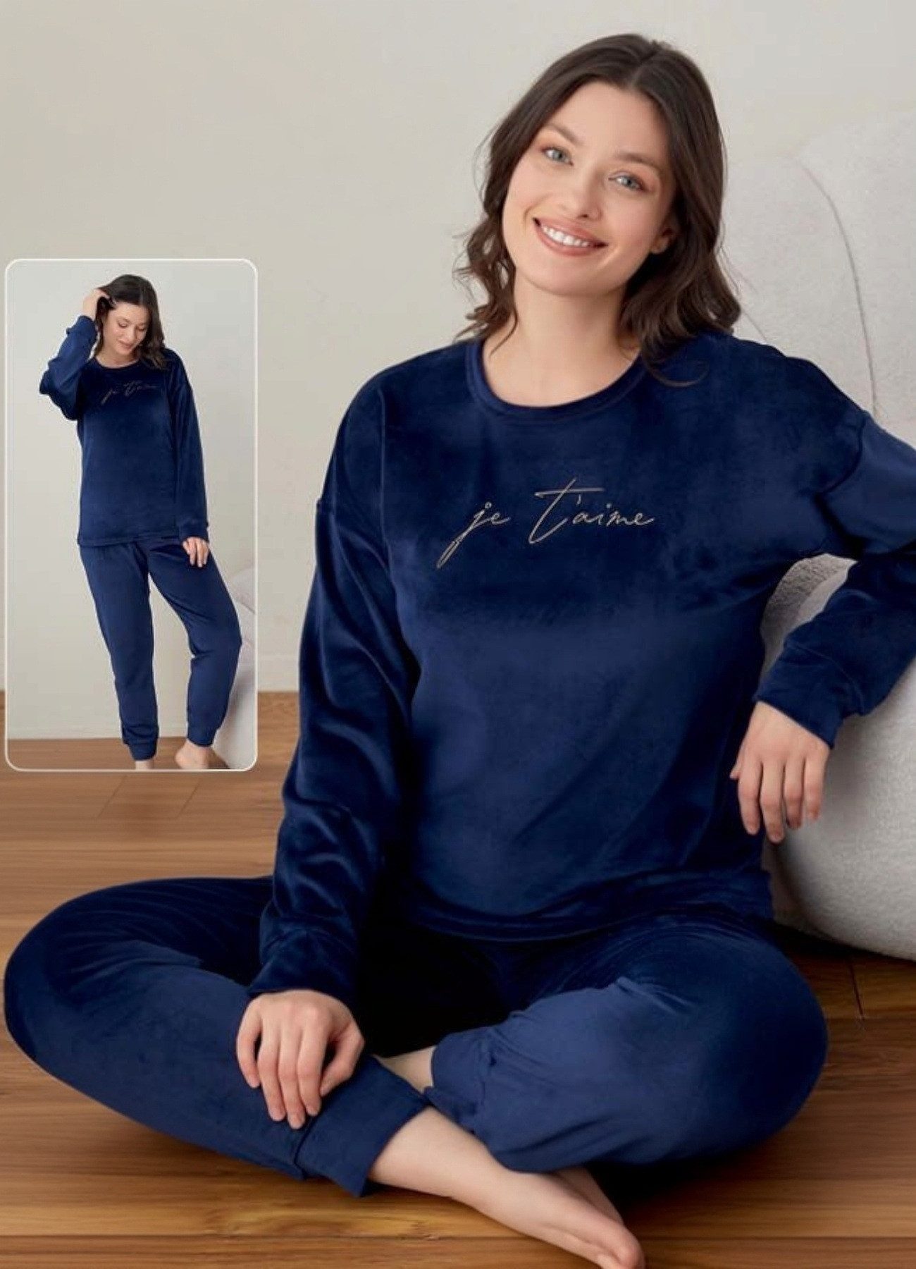 fashionshowcase Schlafanzug Damen Hausanzug aus Samt günstig online kaufen