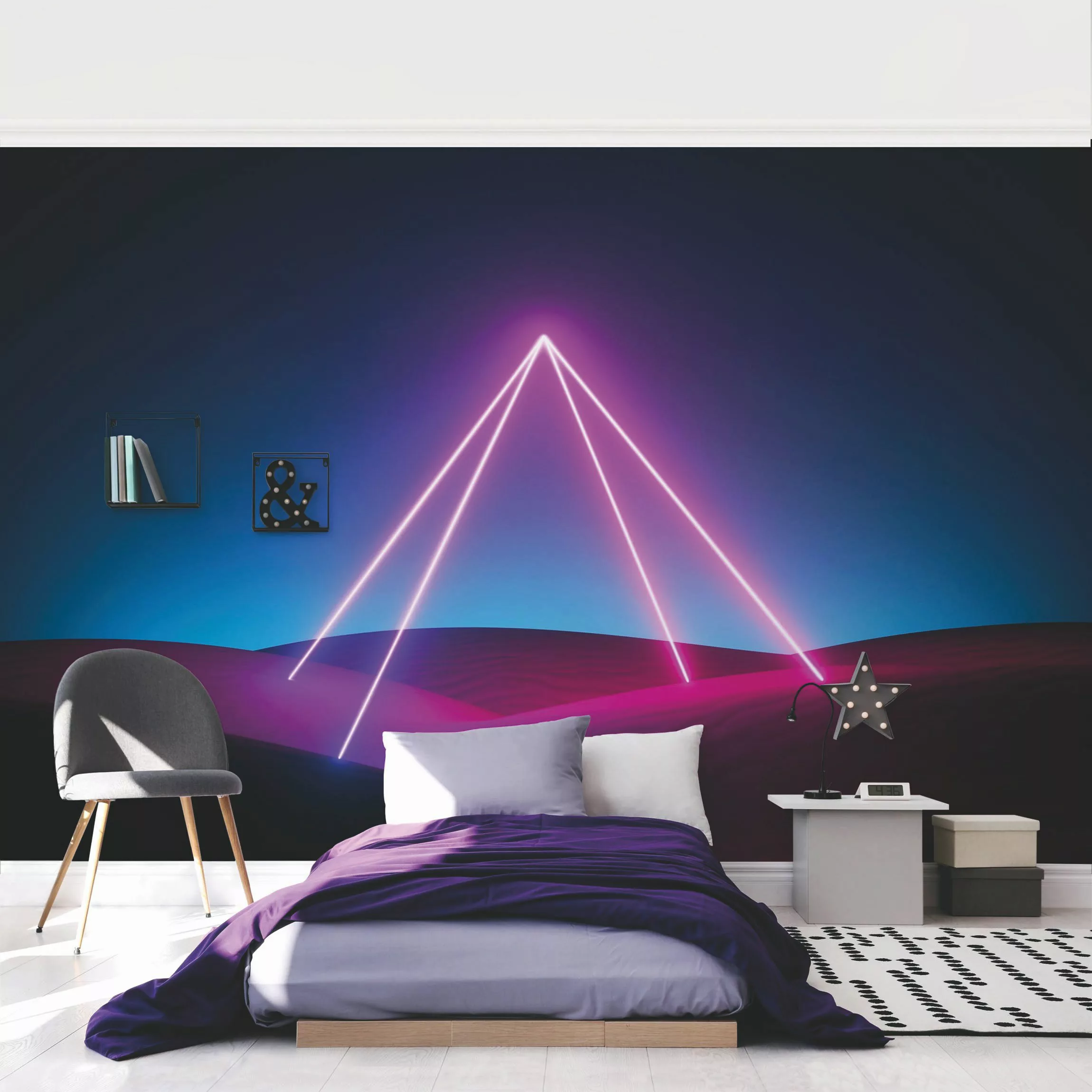 Fototapete Neonlichtpyramide günstig online kaufen