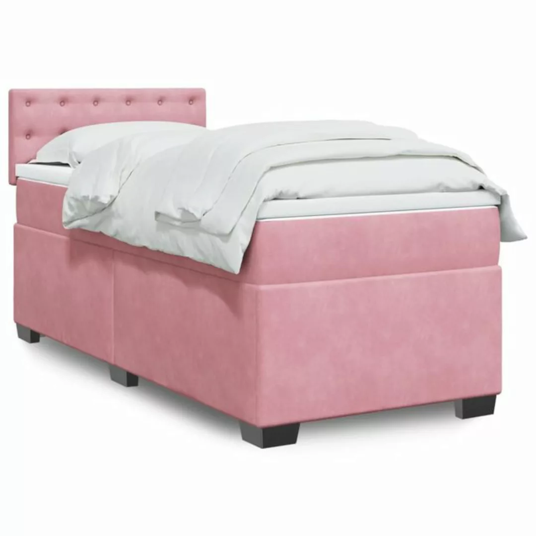 furnicato Bettgestell Boxspringbett mit Matratze Rosa 90x190 cm Samt (1-tlg günstig online kaufen