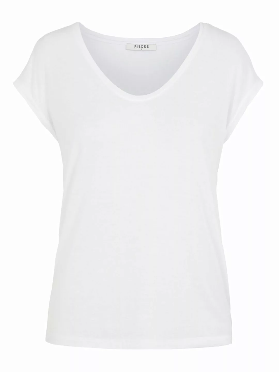 Pieces Billo Einfarbiges T-shirt Mit Kurzen Ärmeln S Bright White günstig online kaufen
