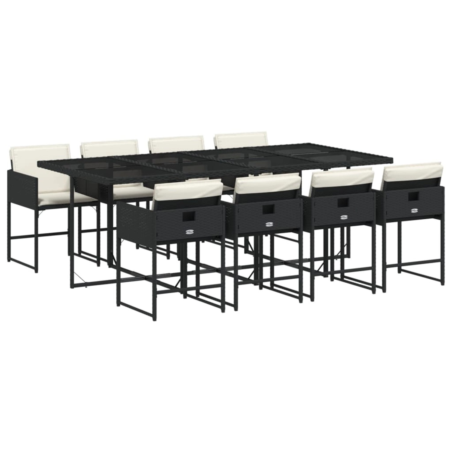 vidaXL 9-Tlg Garten-Essgruppe mit Kissen Schwarz Poly Rattan 3211278 günstig online kaufen