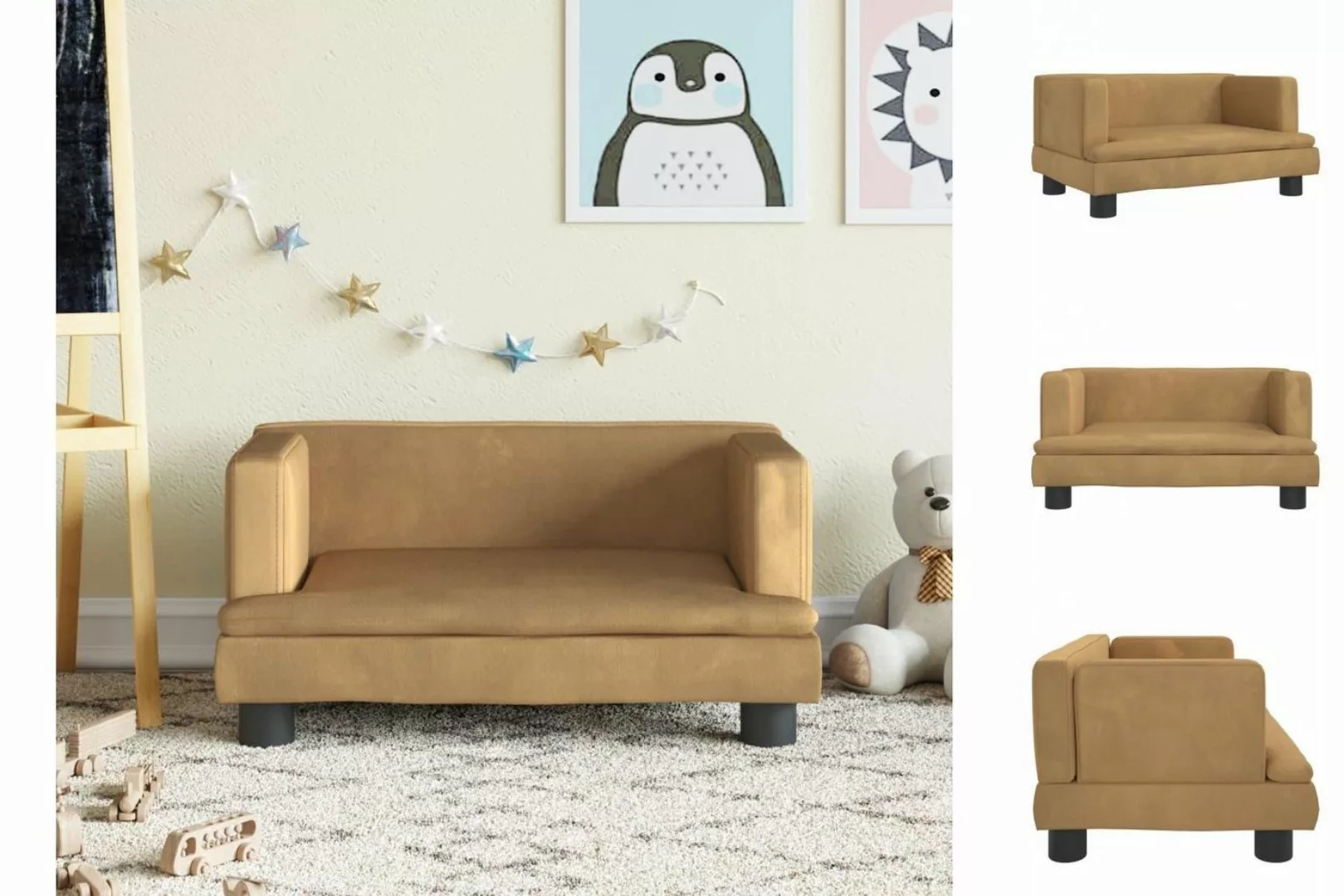 vidaXL Kindersofa Kindersofa Braun 60x40x30 cm Samt Kindercouch Kindermöbel günstig online kaufen