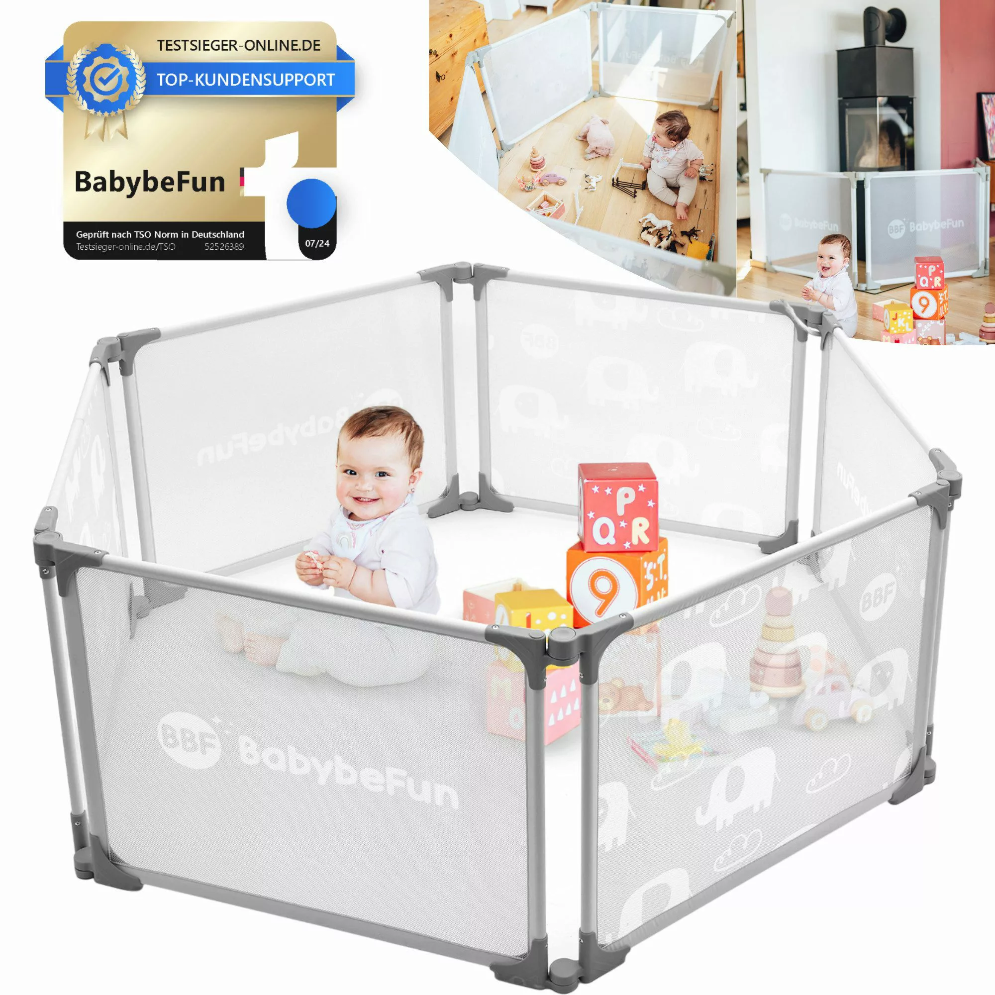 BabyBeFun Laufstall Baby faltbar [Extra Stabil] günstig online kaufen