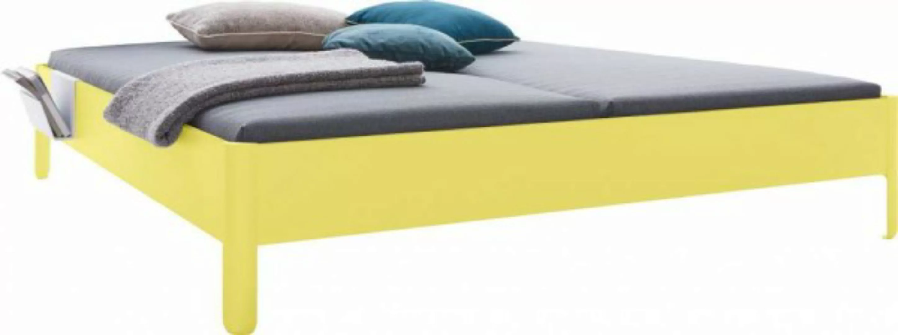 NAIT Doppelbett farbig lackiert Dynamischgelb 200 x 200cm Ohne Kopfteil günstig online kaufen