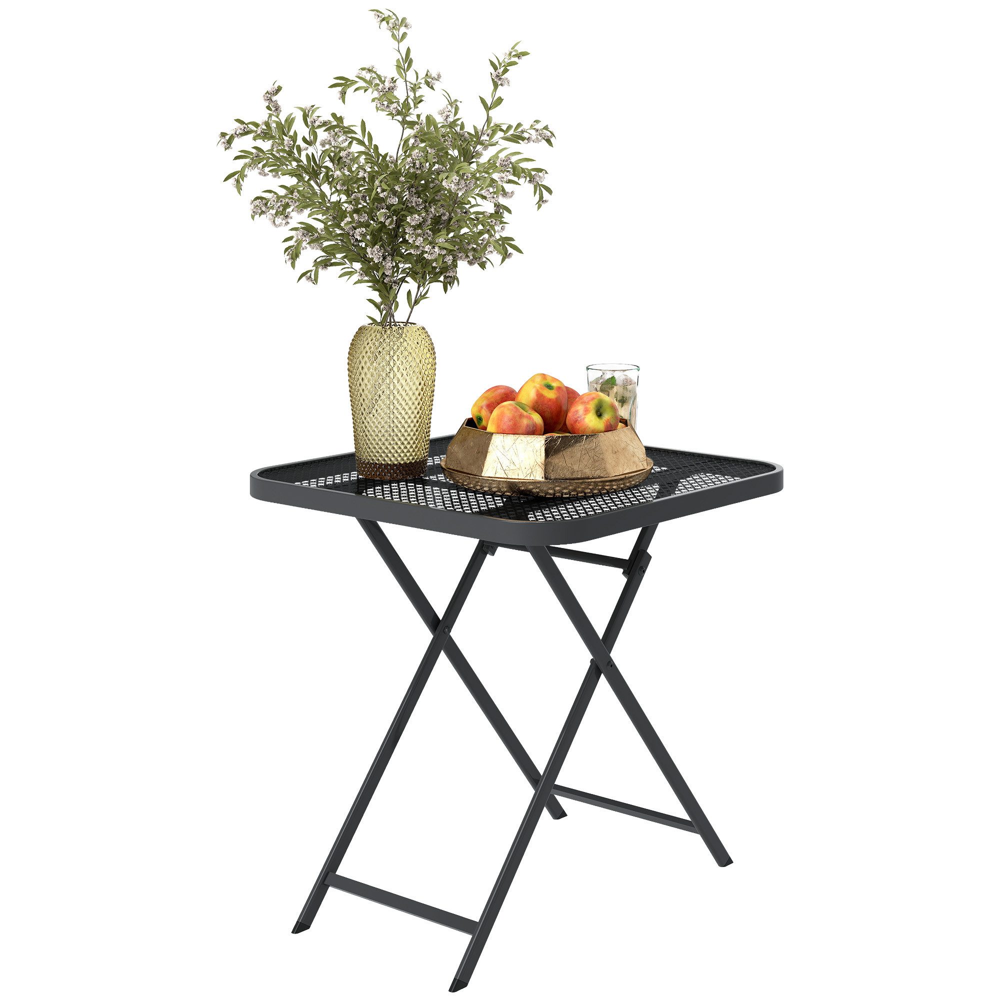 Outsunny Gartentisch mit Ausschnitt-Design (Stahl Klapptisch, günstig online kaufen