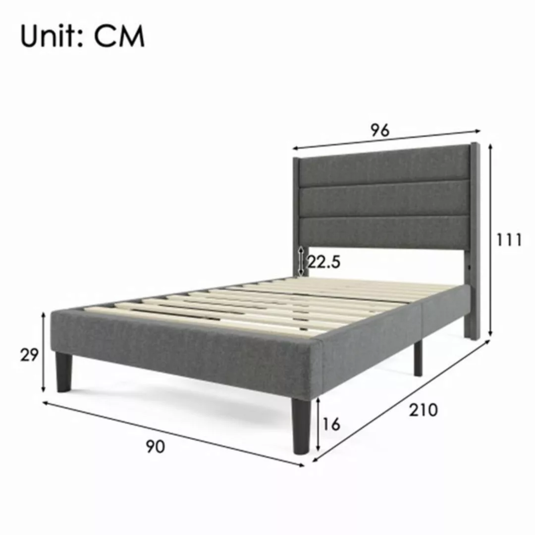 XDeer Polsterbett Polsterbett 90 x 200 cm, Bettgestell mit Lattenrost & Kop günstig online kaufen