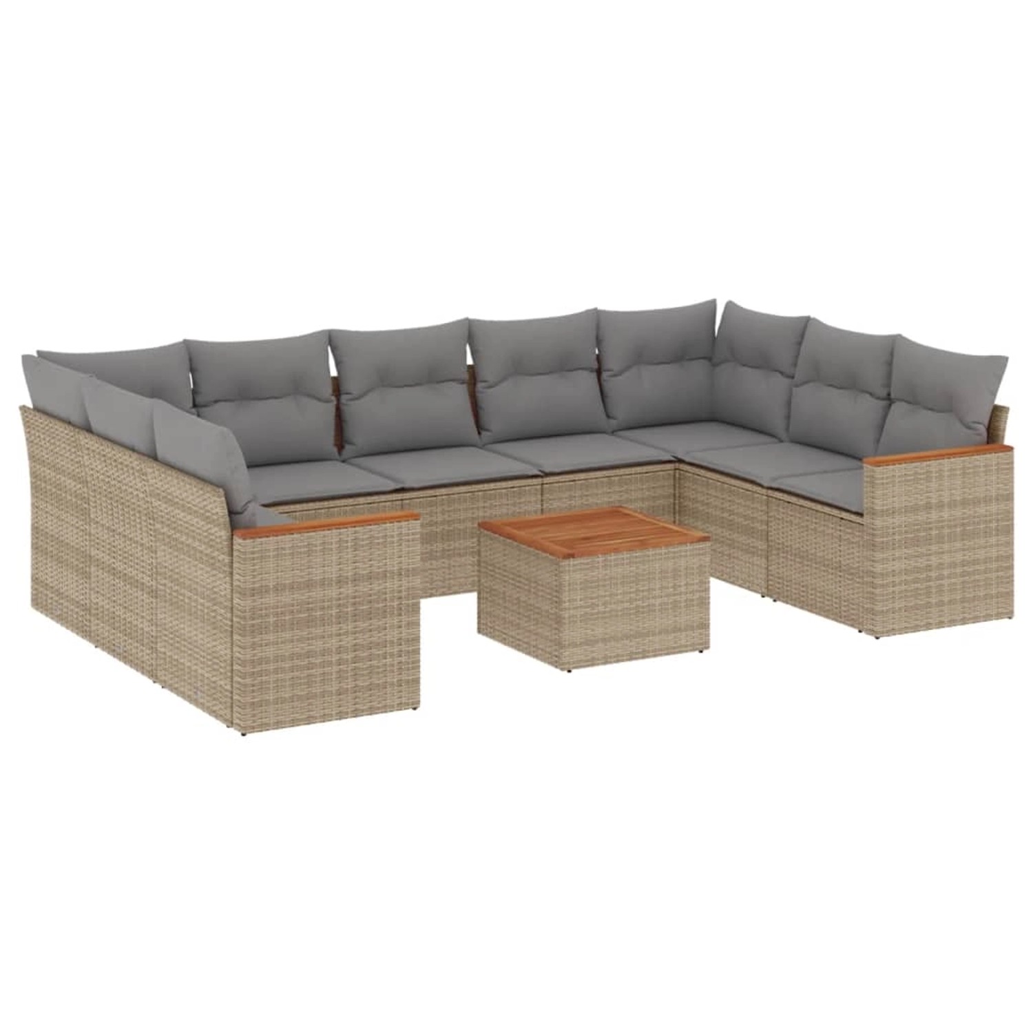 vidaXL 10-Tlg Garten-Sofagarnitur mit Kissen Beige Poly Rattan 3258685 günstig online kaufen
