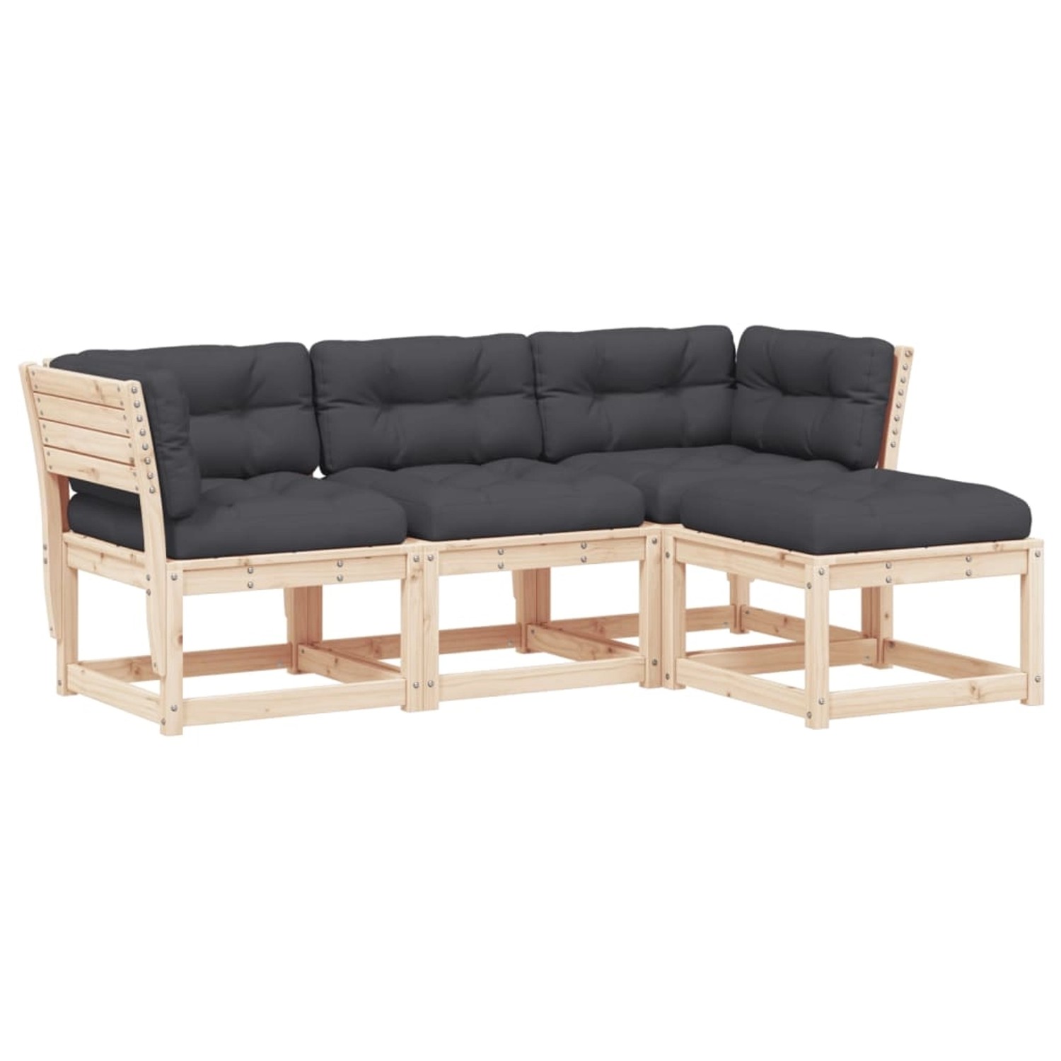 vidaXL 4-tlg Garten-Lounge-Set mit Kissen Massivholz Kiefer Modell 7 günstig online kaufen