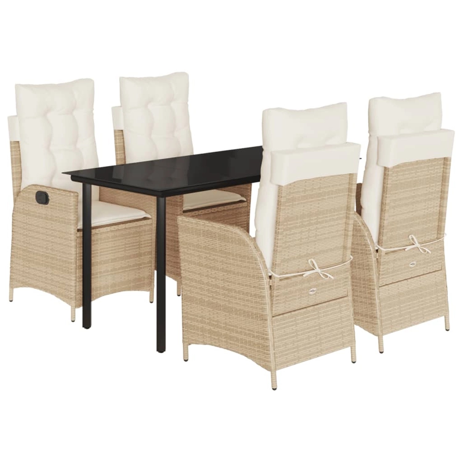 vidaXL 5-Tlg Garten-Essgruppe mit Kissen Beige Poly Rattan 3213248 günstig online kaufen