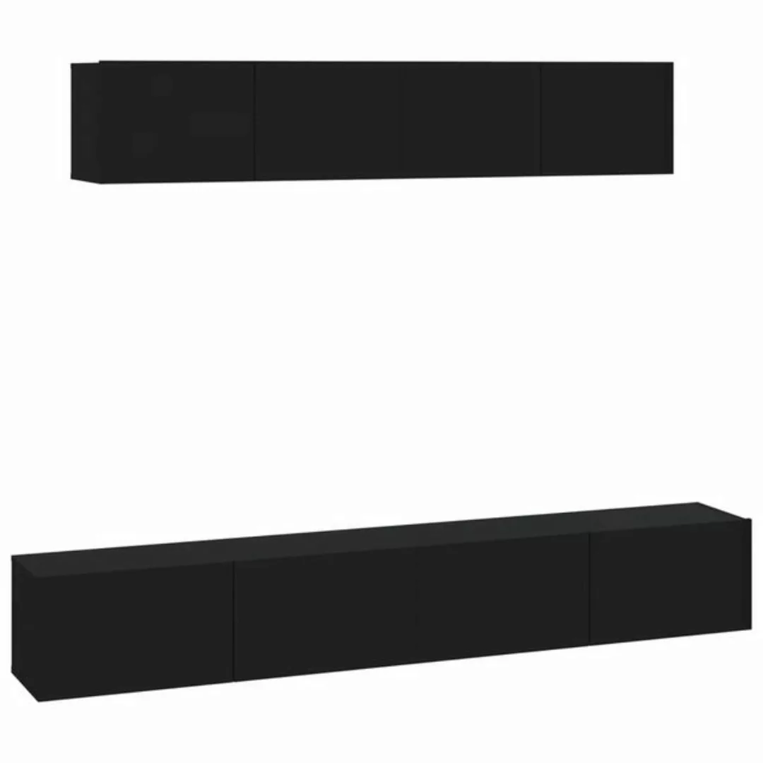 furnicato TV-Schrank 4-tlg. TV-Schrank-Set Schwarz Holzwerkstoff (1-St) günstig online kaufen