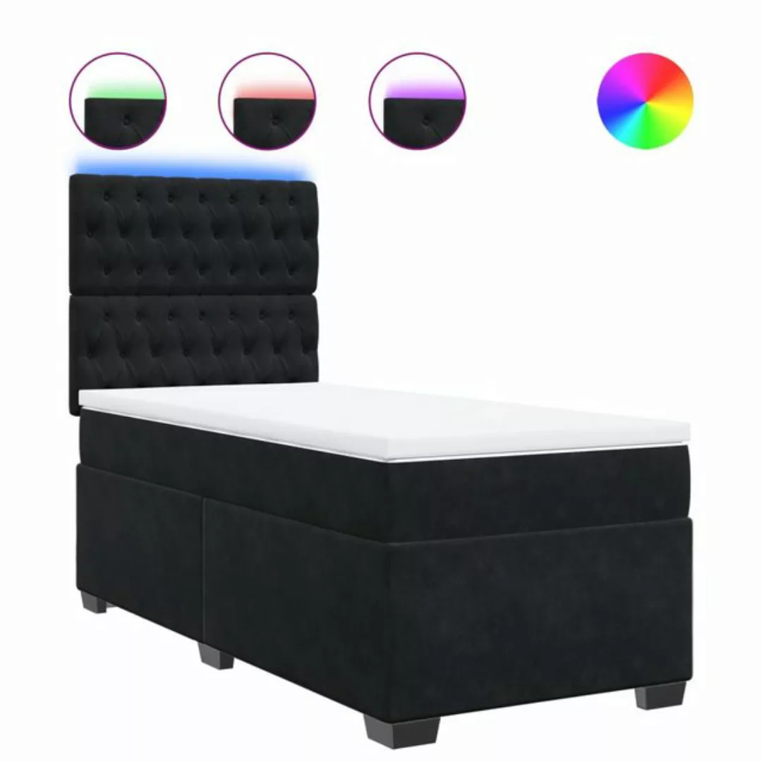 vidaXL Bett Boxspringbett mit Matratze Schwarz 80x200 cm Samt günstig online kaufen