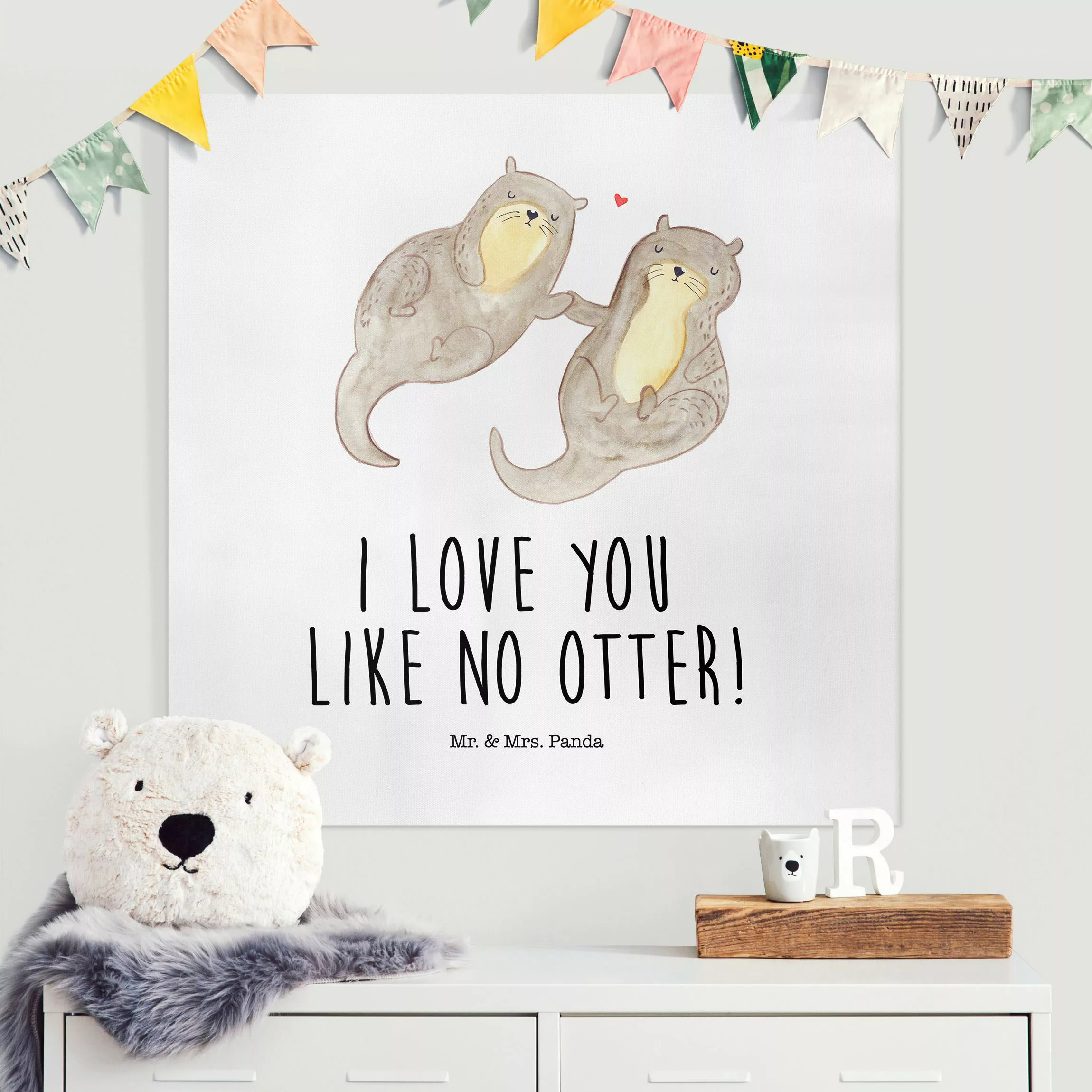 Leinwandbild Mr. & Mrs. Panda - Otter - I Love You günstig online kaufen