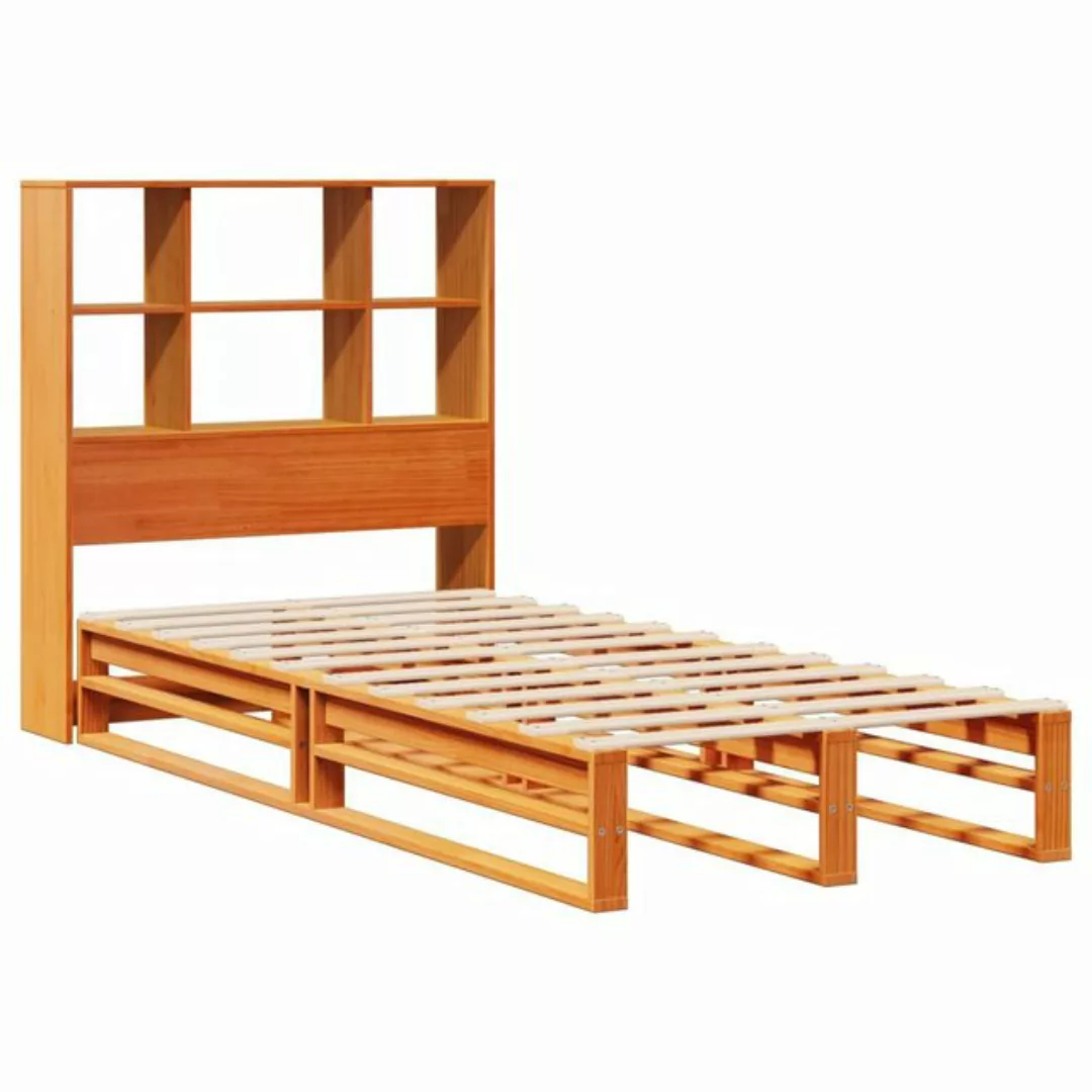 vidaXL Bett Massivholzbett mit Regal ohne Matratze Wachsbraun 75x190 cm günstig online kaufen