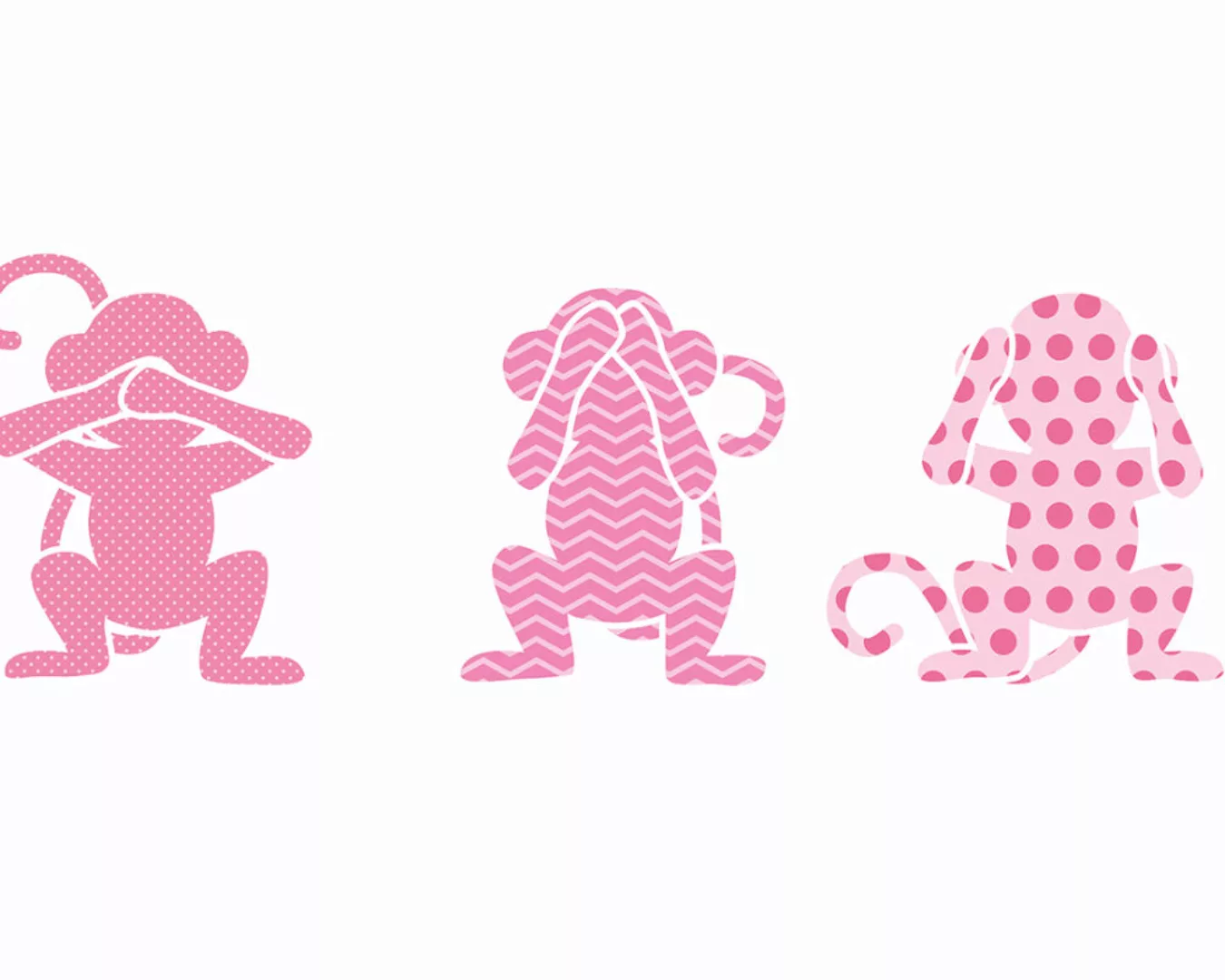 Fototapete "3 Affen pink" 4,00x2,50 m / Glattvlies Perlmutt günstig online kaufen