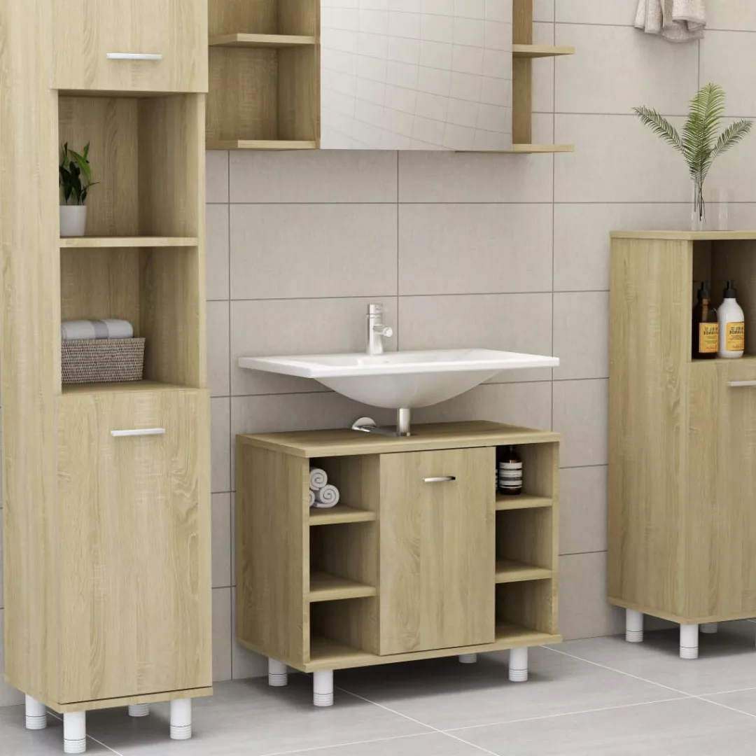 Badezimmerschrank Sonoma-eiche 60x32x53,5 Cm Spanplatte günstig online kaufen