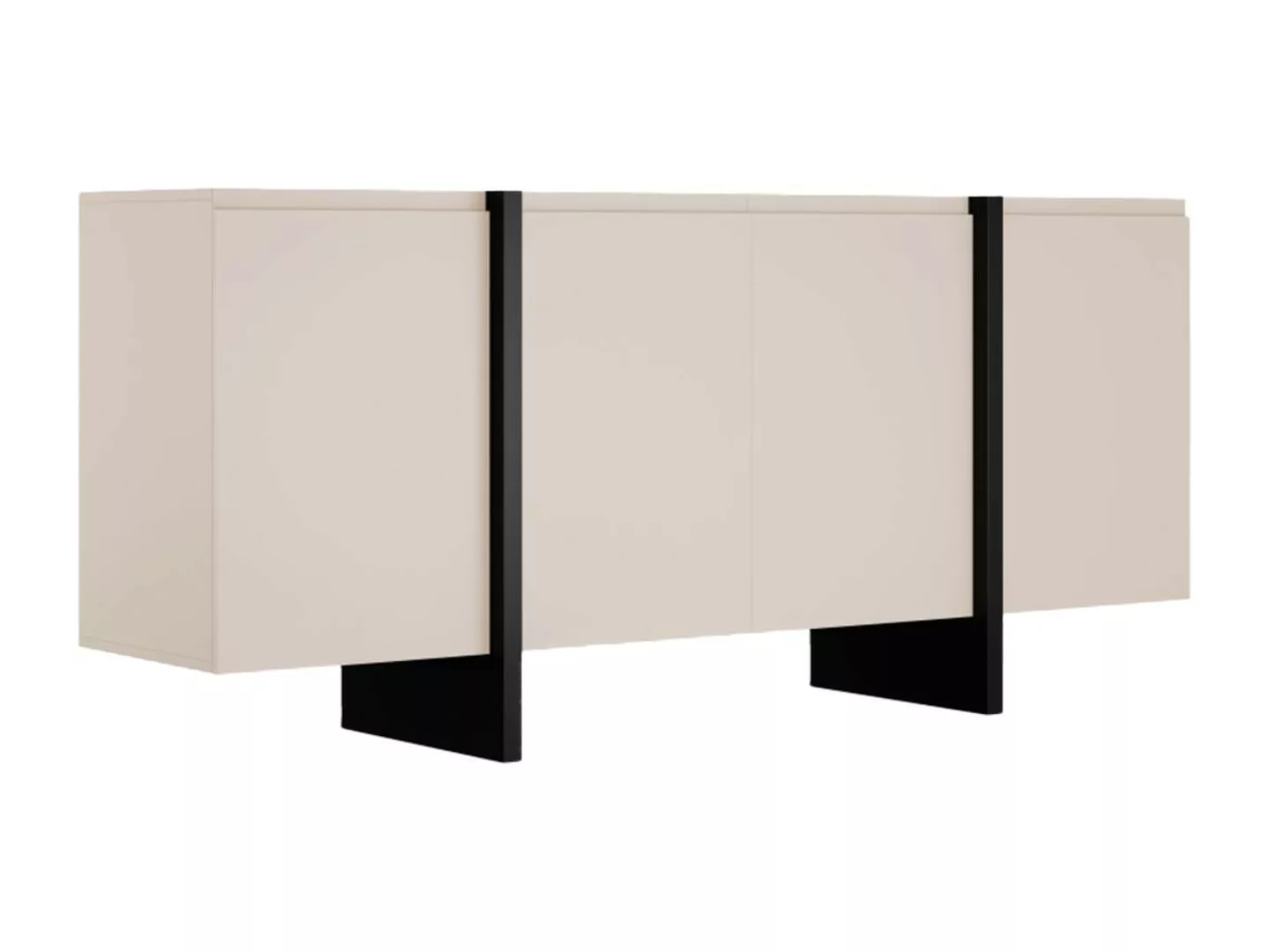 Sideboard mit 4 Türen - MDF - Beige & Schwarz - LUVONIA günstig online kaufen