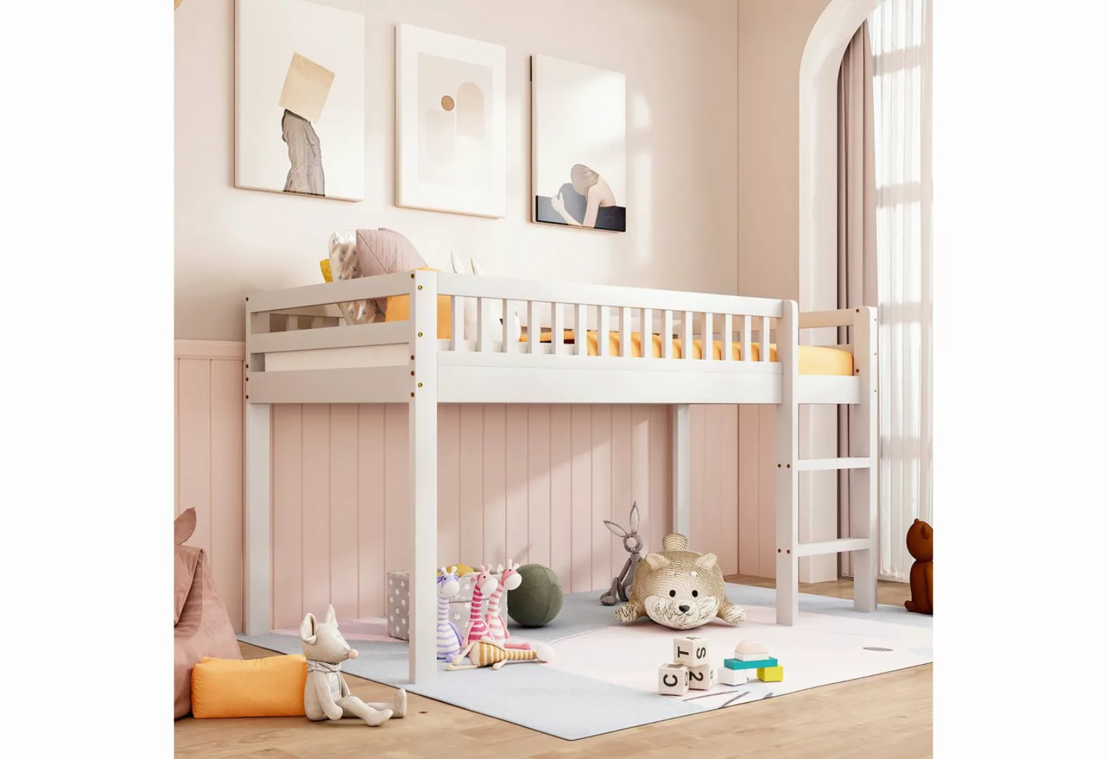 Gotagee Kinderbett Kinderbett 90x200cm Massivholzbett mit Leiter Einzelbett günstig online kaufen