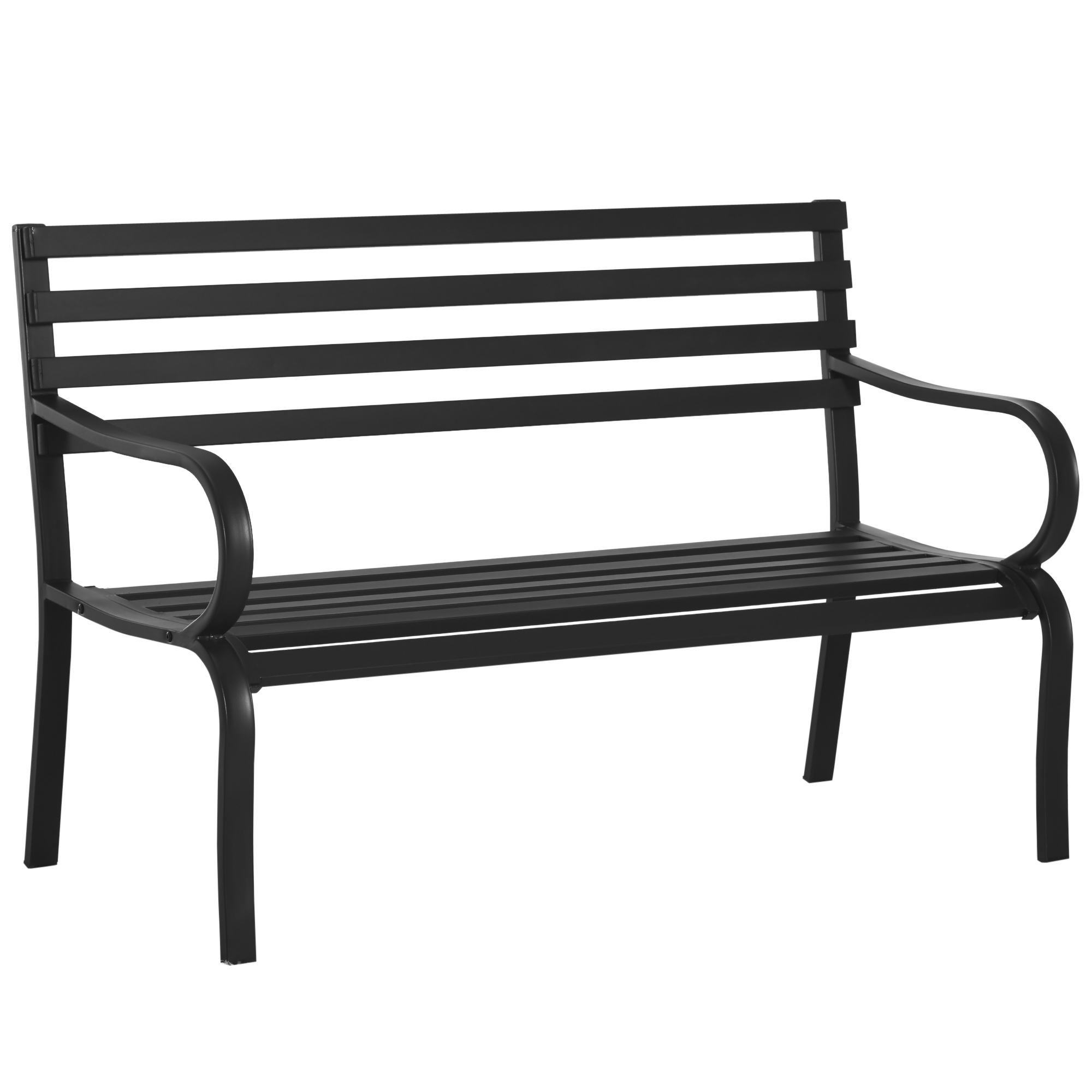 Outsunny Gartenbank 2-Sitzer Sitzbank Metall Schwarz 127 x 58 x 82 cm, eleg günstig online kaufen