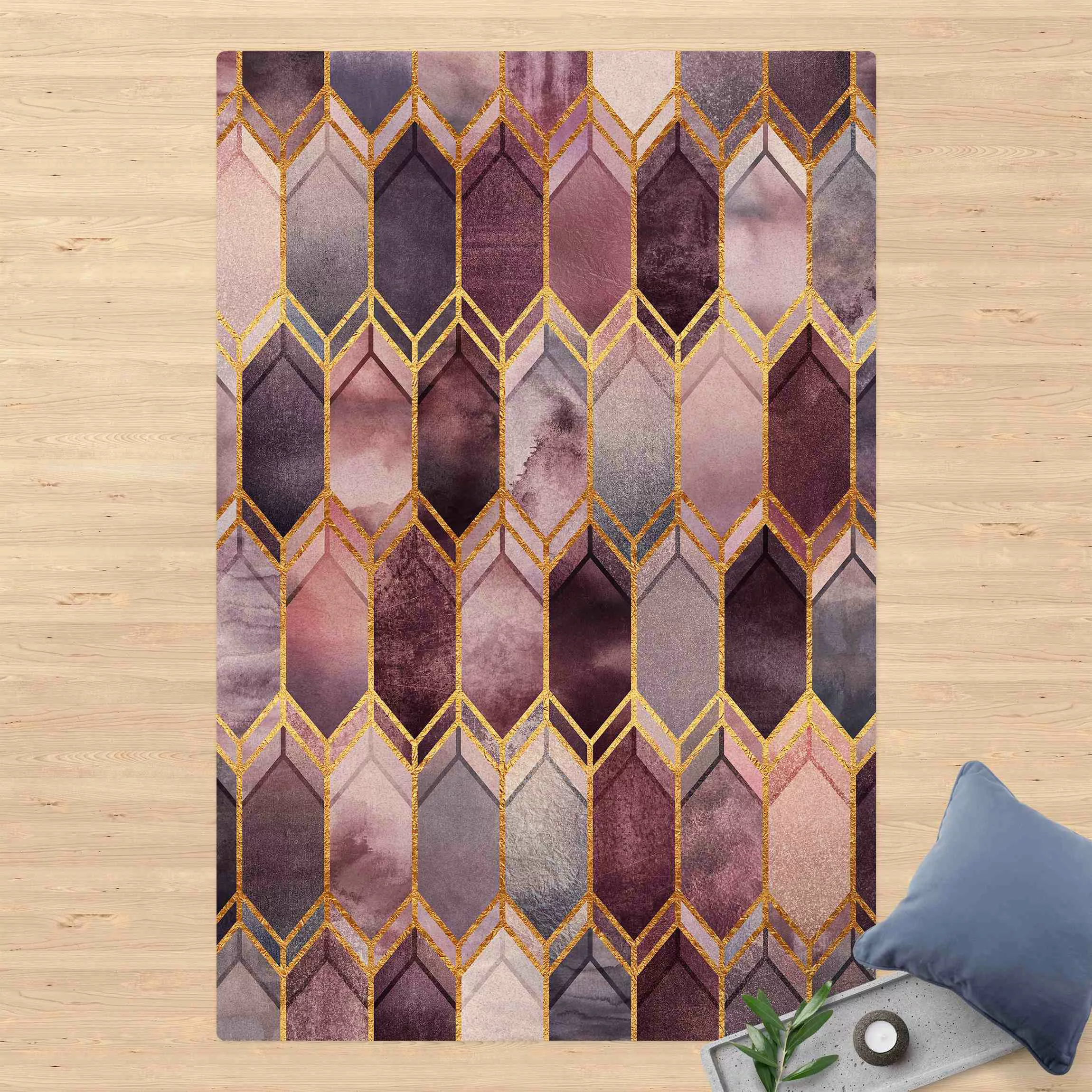 Kork-Teppich Glasmalerei geometrisch Rosé Gold günstig online kaufen