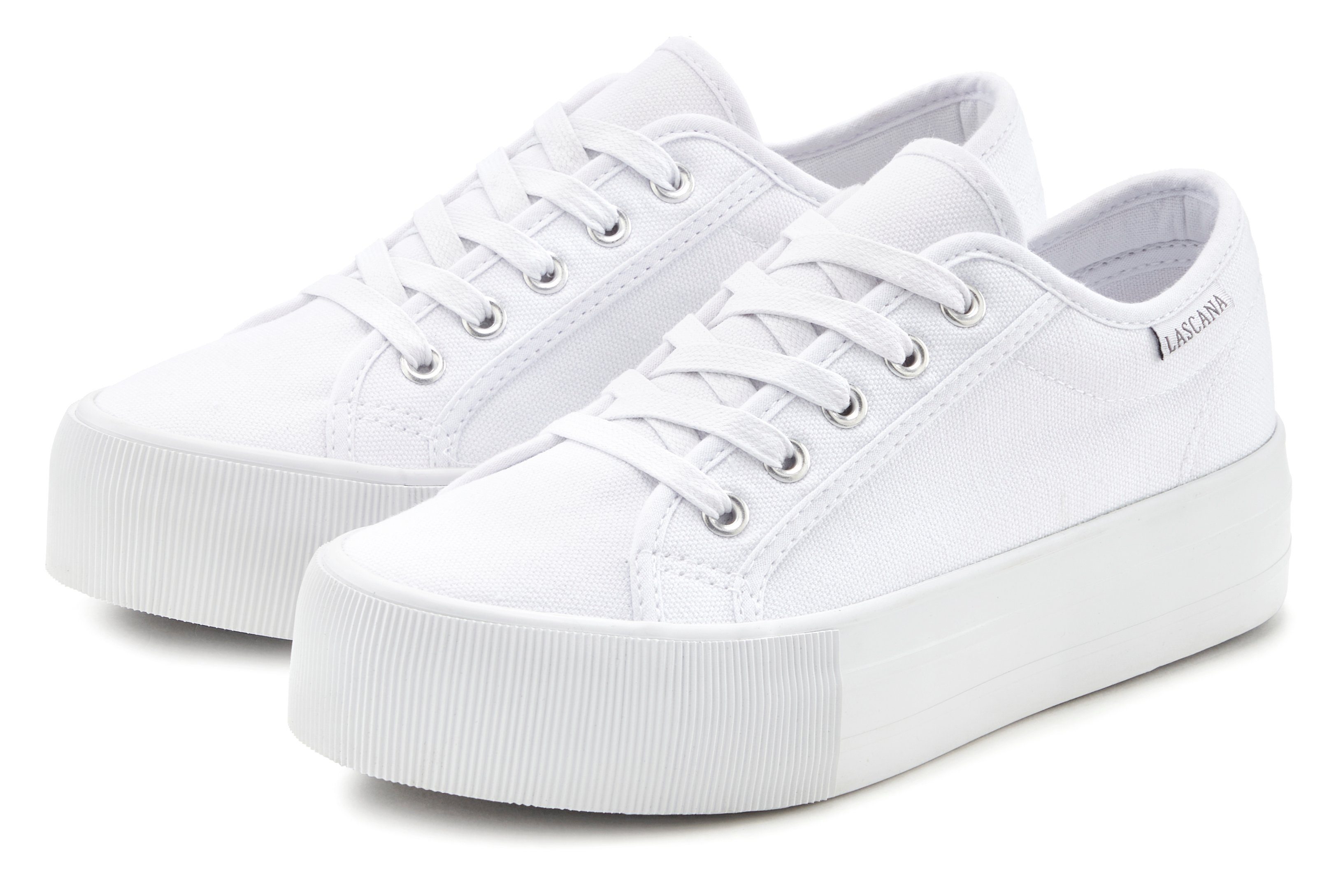 LASCANA Sneaker, Schnürhalbschuh, Freizeitschuh aus Textil mit Plateausohle günstig online kaufen