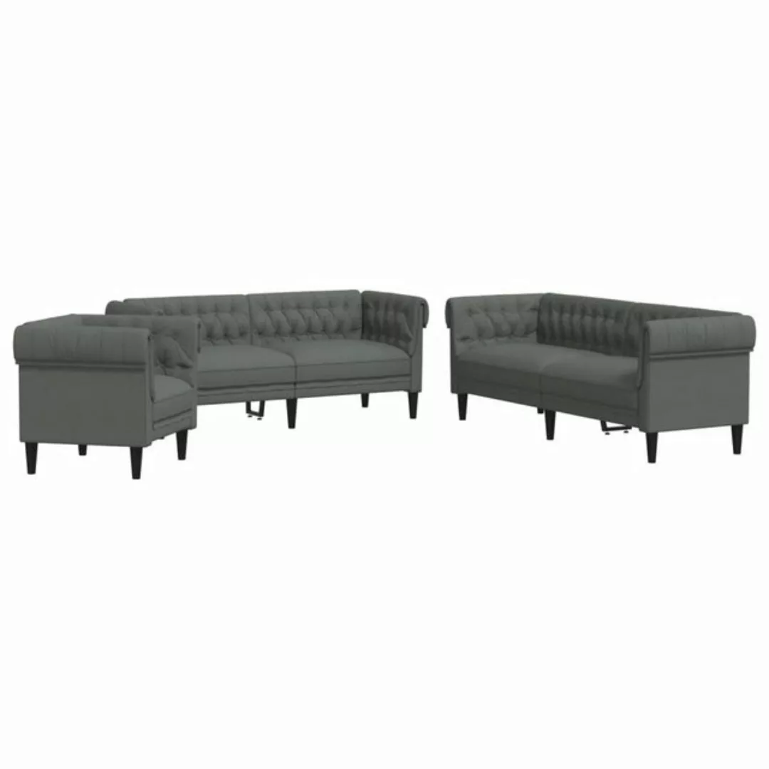 vidaXL Sofa 3-tlg. Sofagarnitur Dunkelgrau Stoff günstig online kaufen