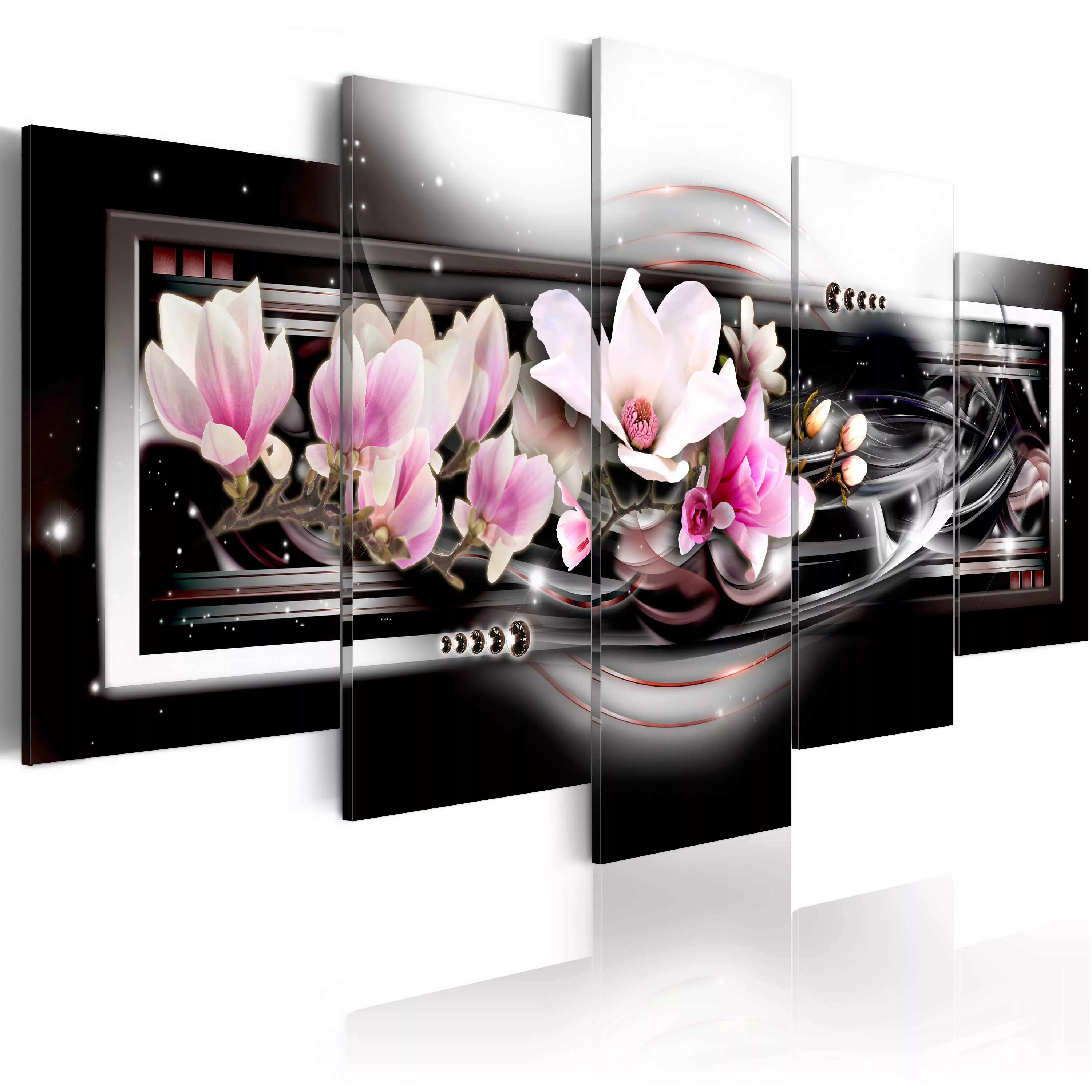 Wandbild - Magnolias On A Black Background günstig online kaufen