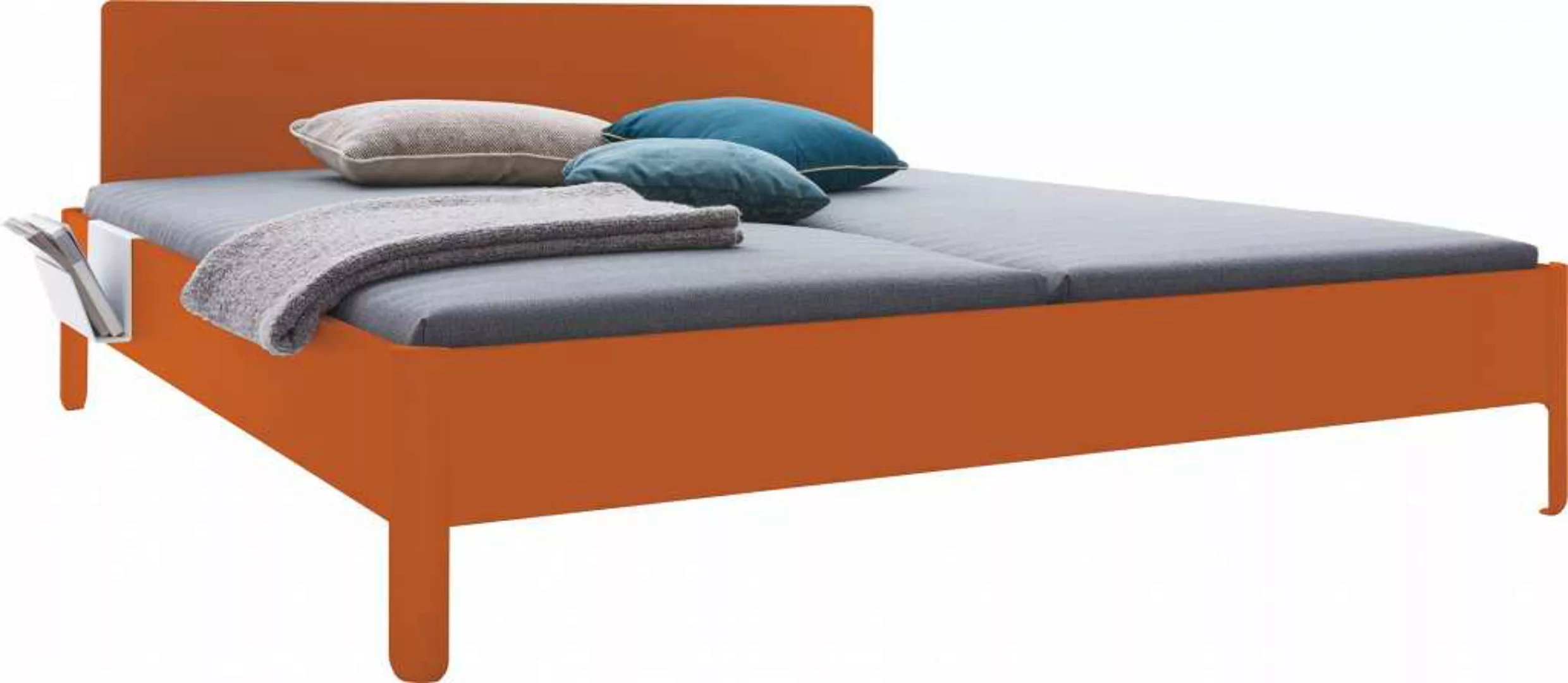 NAIT Doppelbett farbig lackiert Tizianrot 140 x 200cm Mit Kopfteil günstig online kaufen