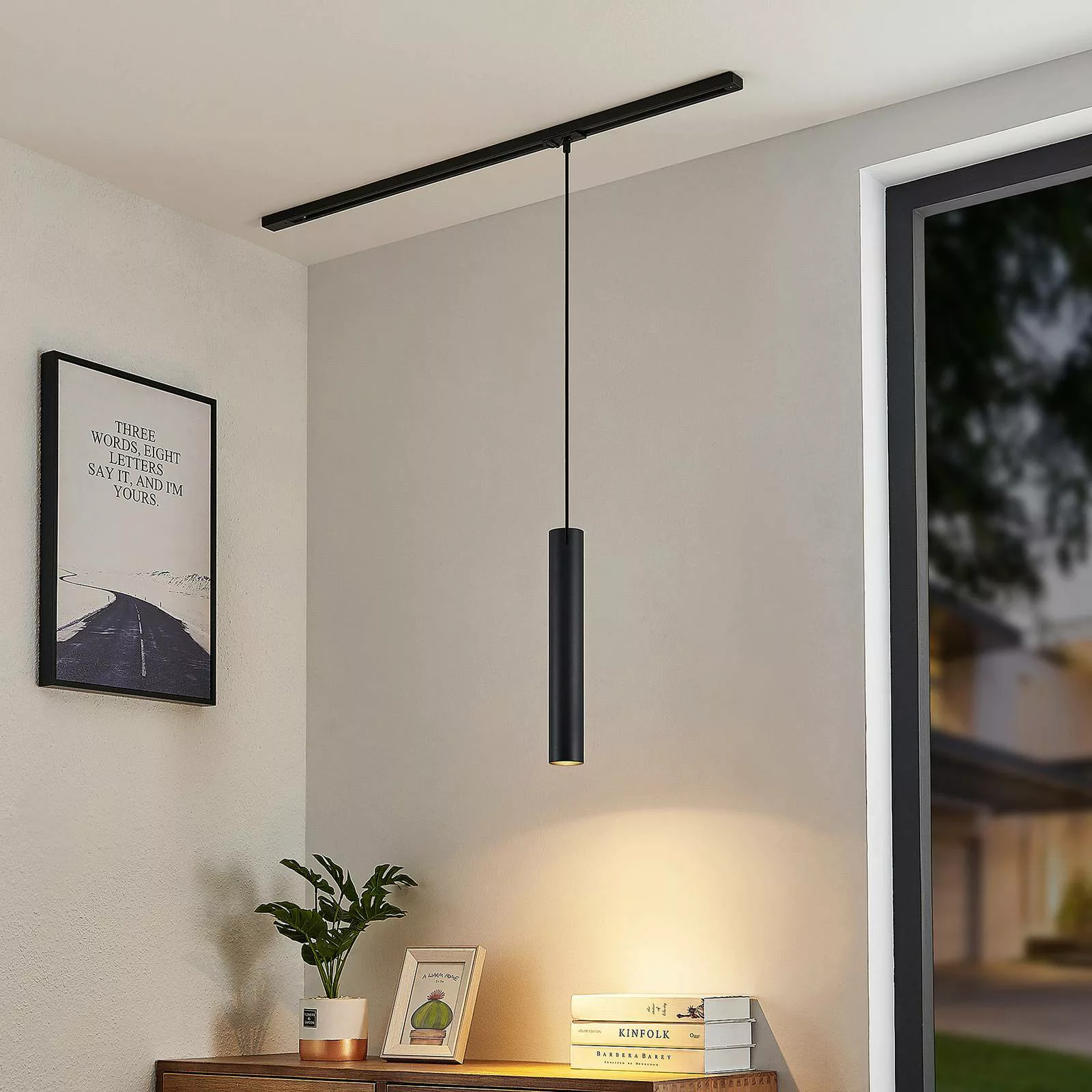 Lindby Pendellampe Linaro, 40 cm, schwarz, 1-Phasen, Ø 6 cm günstig online kaufen